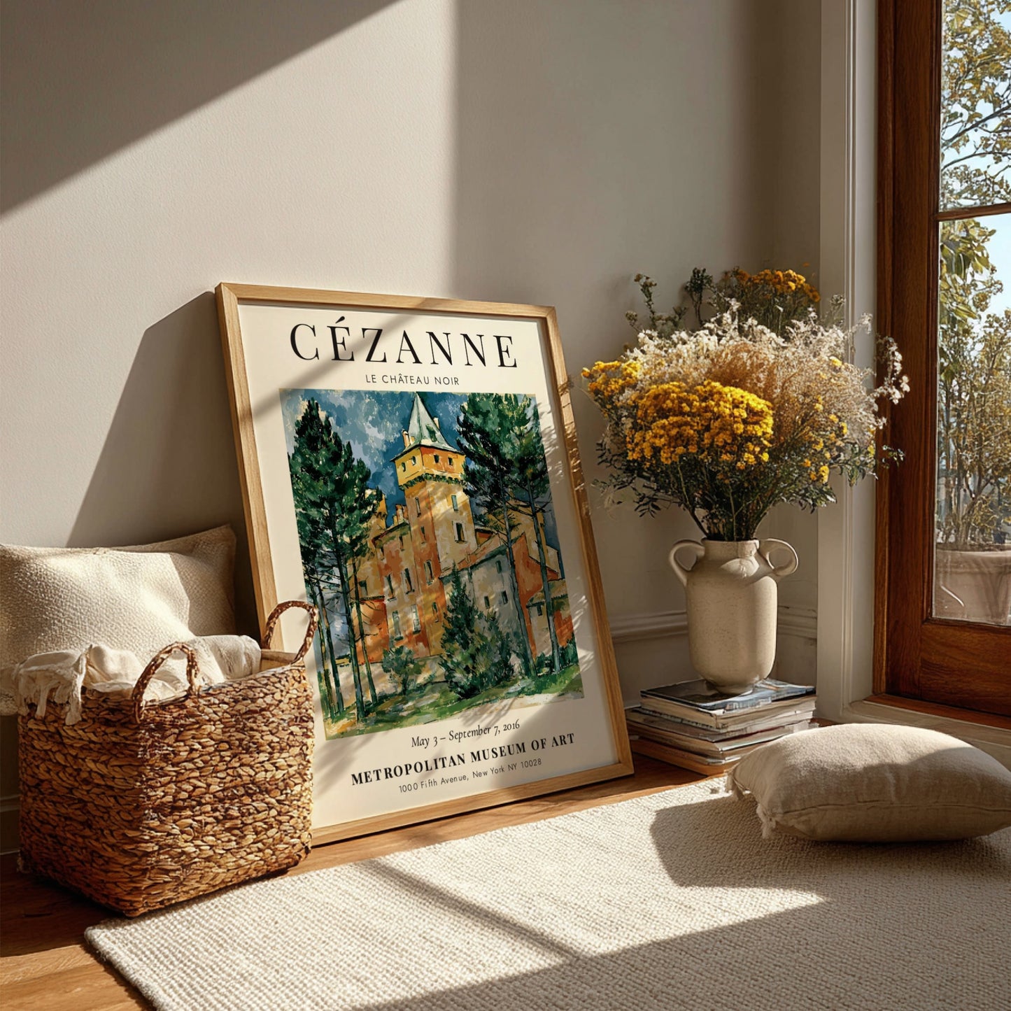 Cézanne exhibition poster featuring Le Château Noir with vibrant colors and impressionistic style