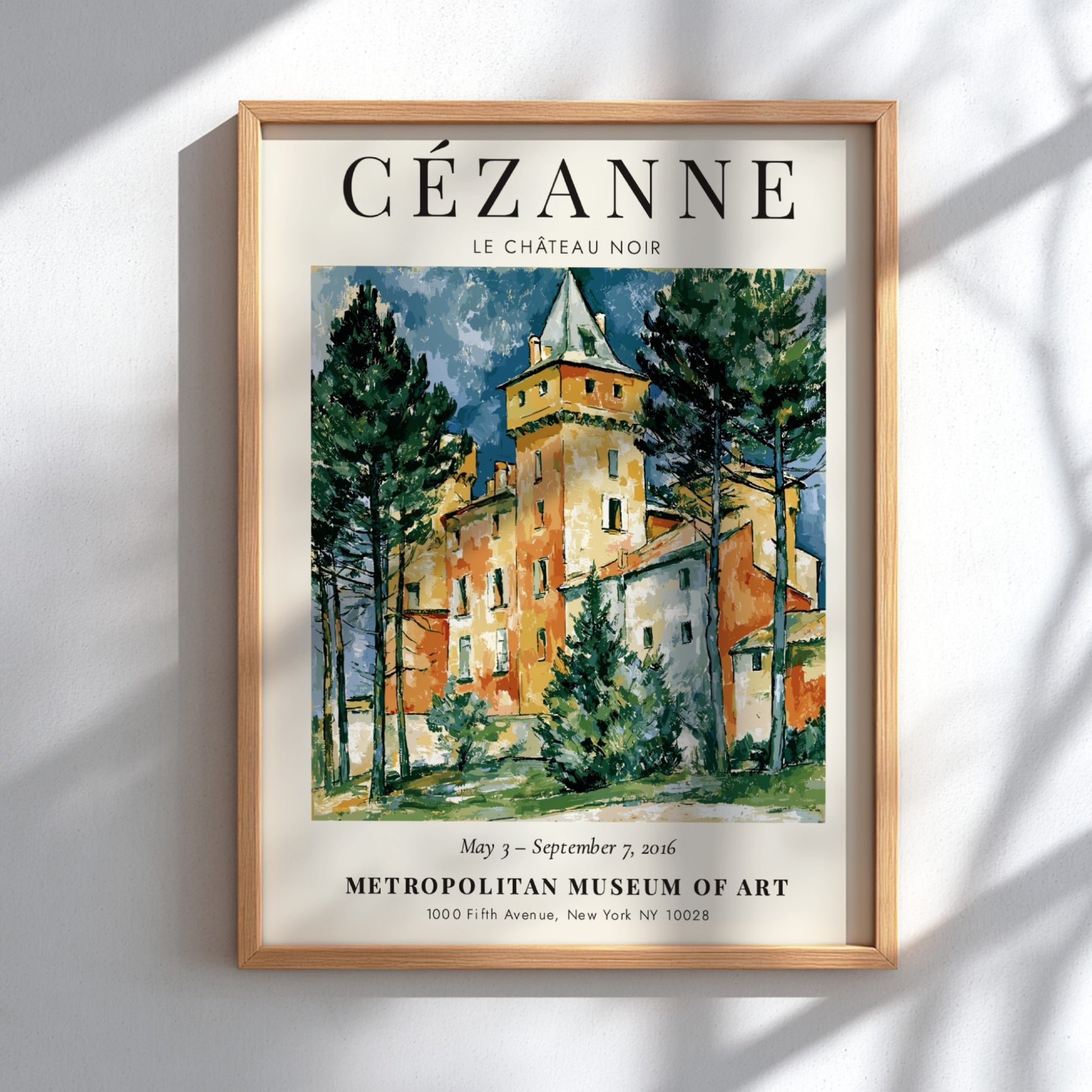 Cézanne exhibition poster featuring Le Château Noir with vibrant colors and impressionistic style