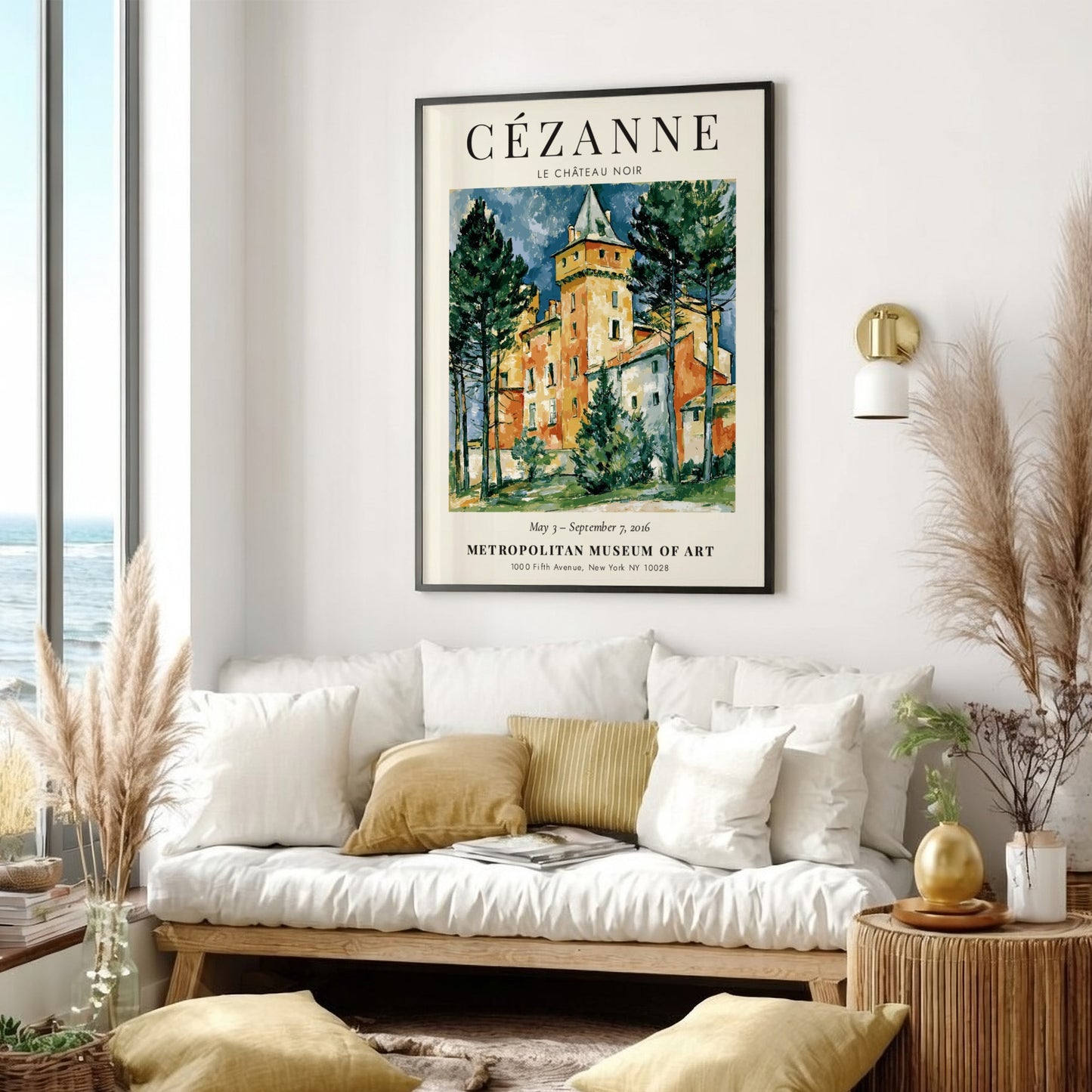 Cézanne exhibition poster featuring Le Château Noir with vibrant colors and impressionistic style