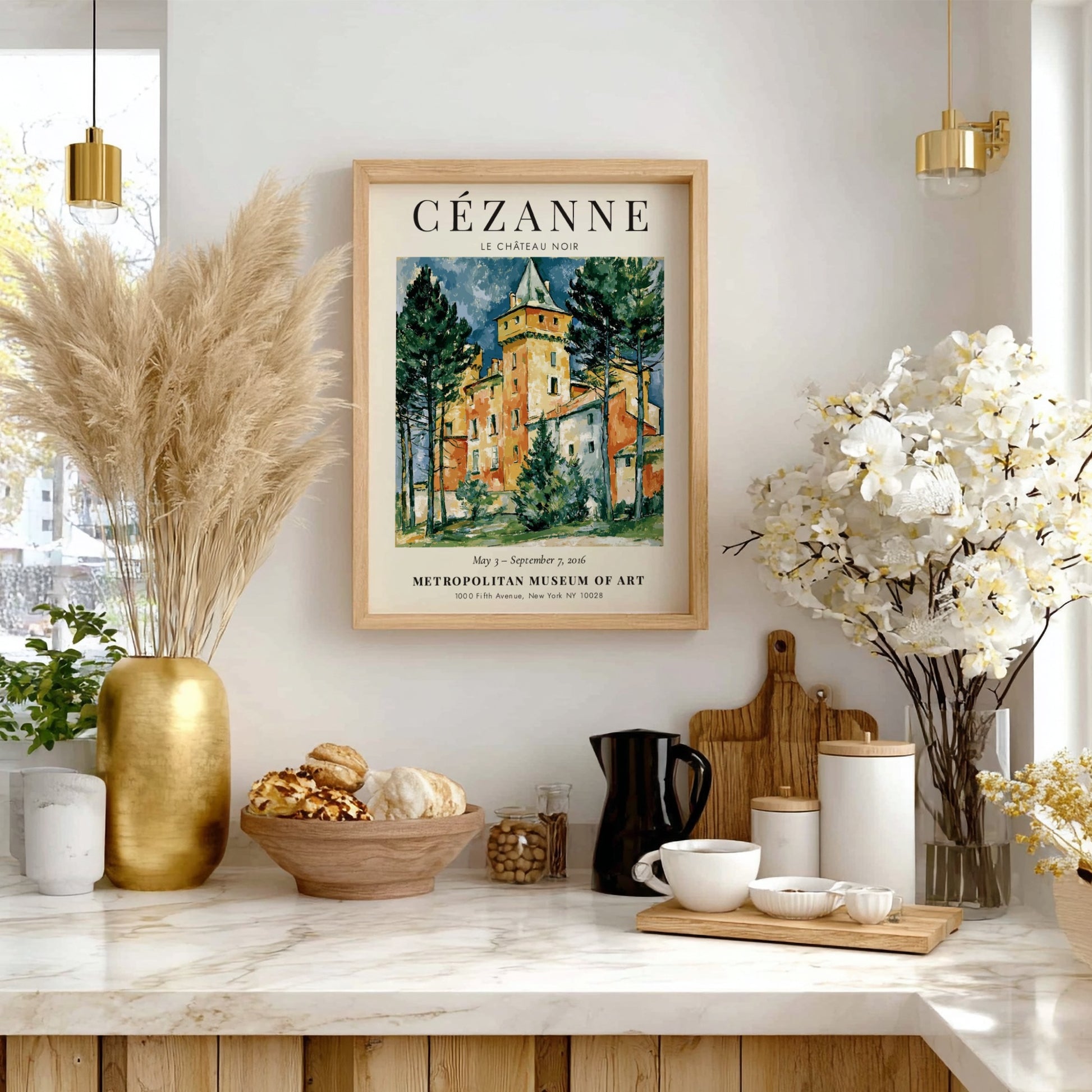 Cézanne exhibition poster featuring Le Château Noir with vibrant colors and impressionistic style