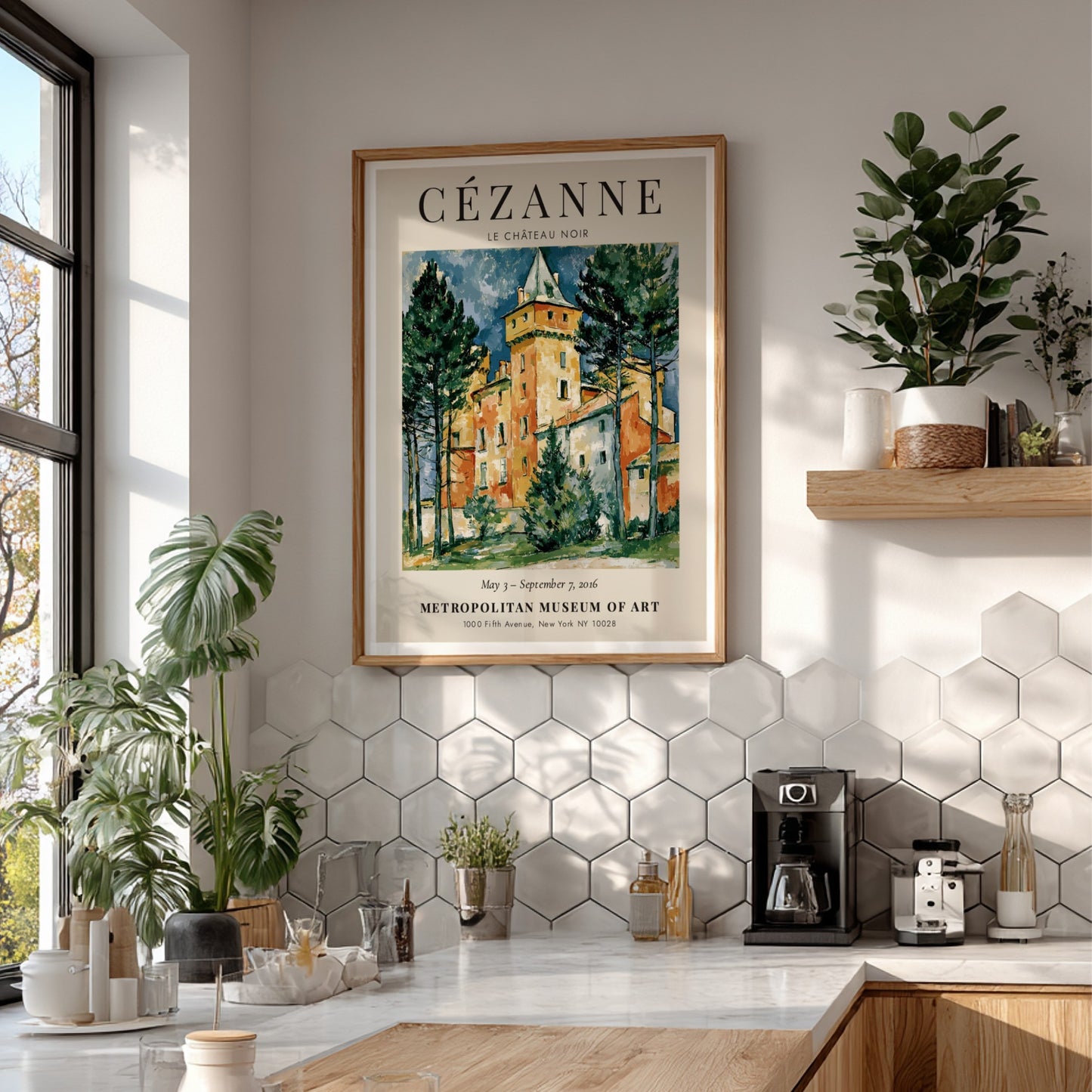 Cézanne exhibition poster featuring Le Château Noir with vibrant colors and impressionistic style
