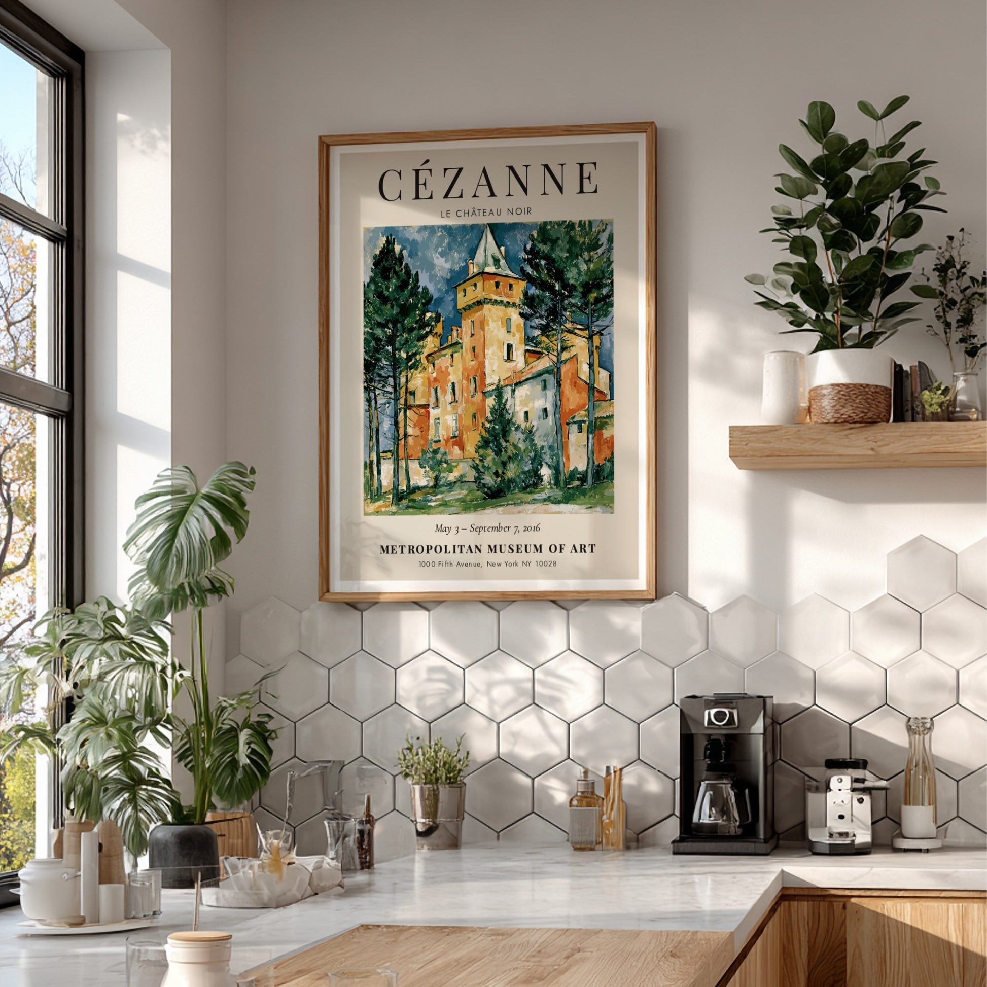 Cézanne exhibition poster featuring Le Château Noir with vibrant colors and impressionistic style
