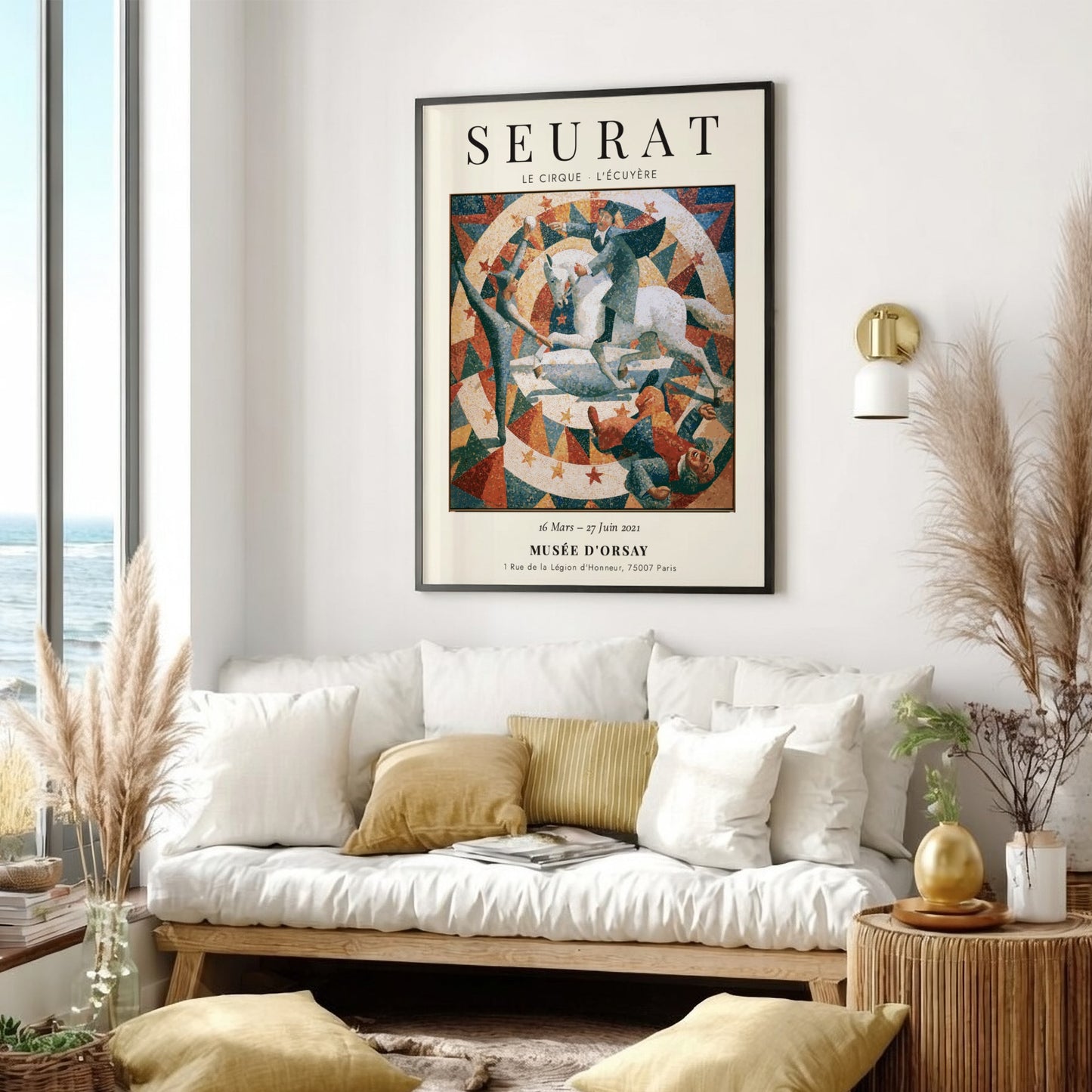 Seurat exhibition poster featuring Le Cirque - L'Écuyère with vibrant colors and circus theme