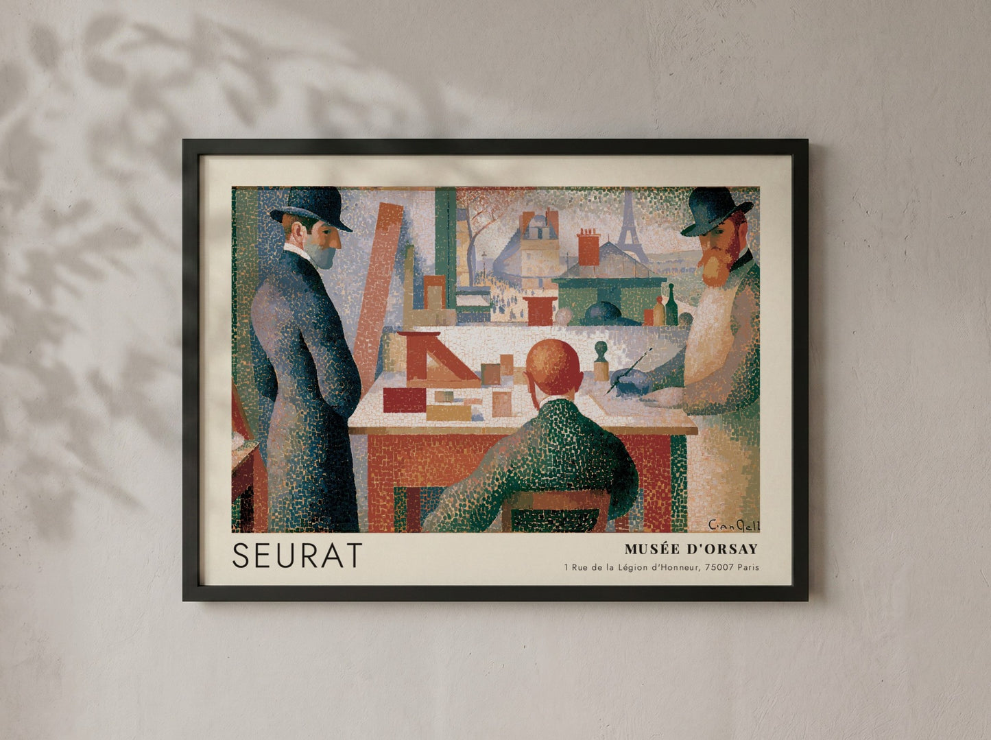 Wall art poster featuring a Seurat painting of artists in a Parisian studio setting.
