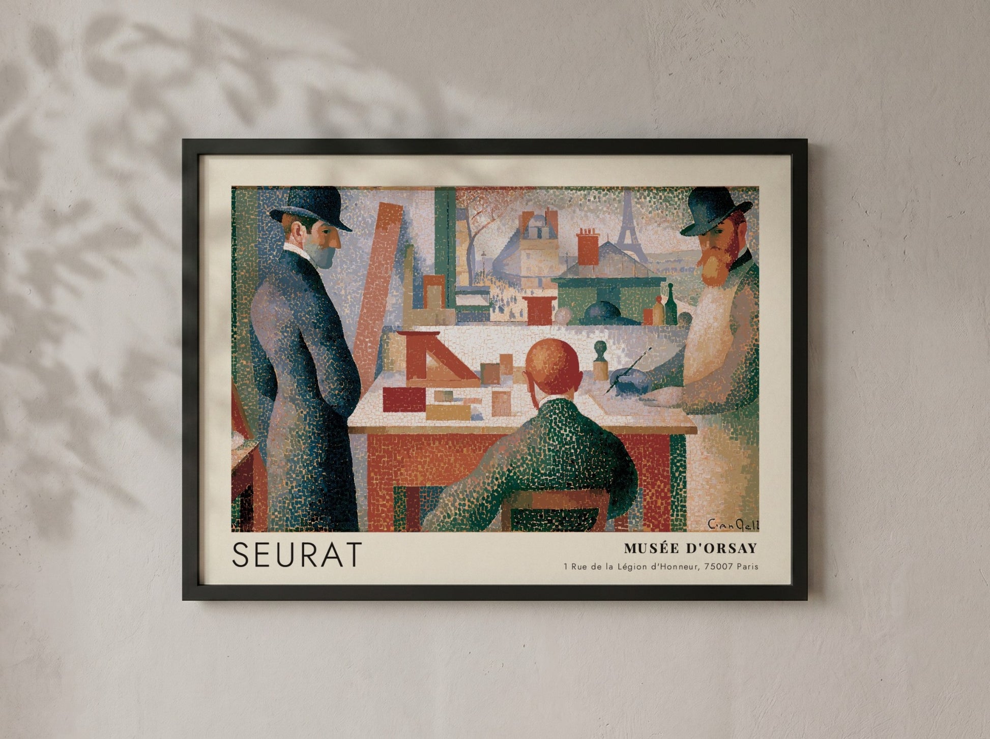 Wall art poster featuring a Seurat painting of artists in a Parisian studio setting.