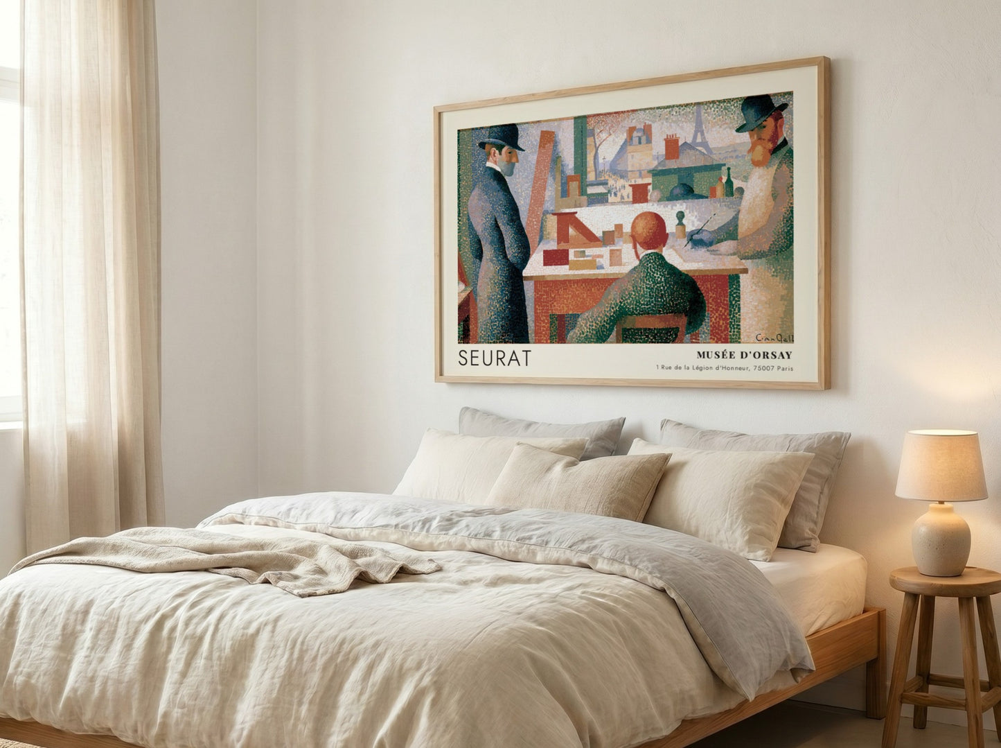 Wall art poster featuring a Seurat painting of artists in a Parisian studio setting.