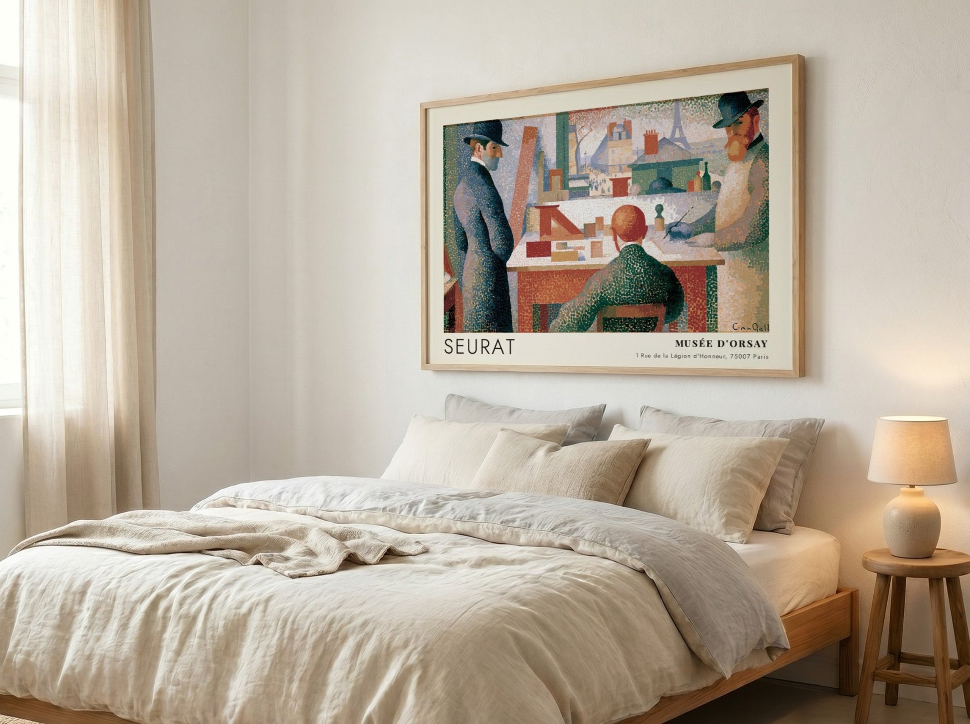 Wall art poster featuring a Seurat painting of artists in a Parisian studio setting.