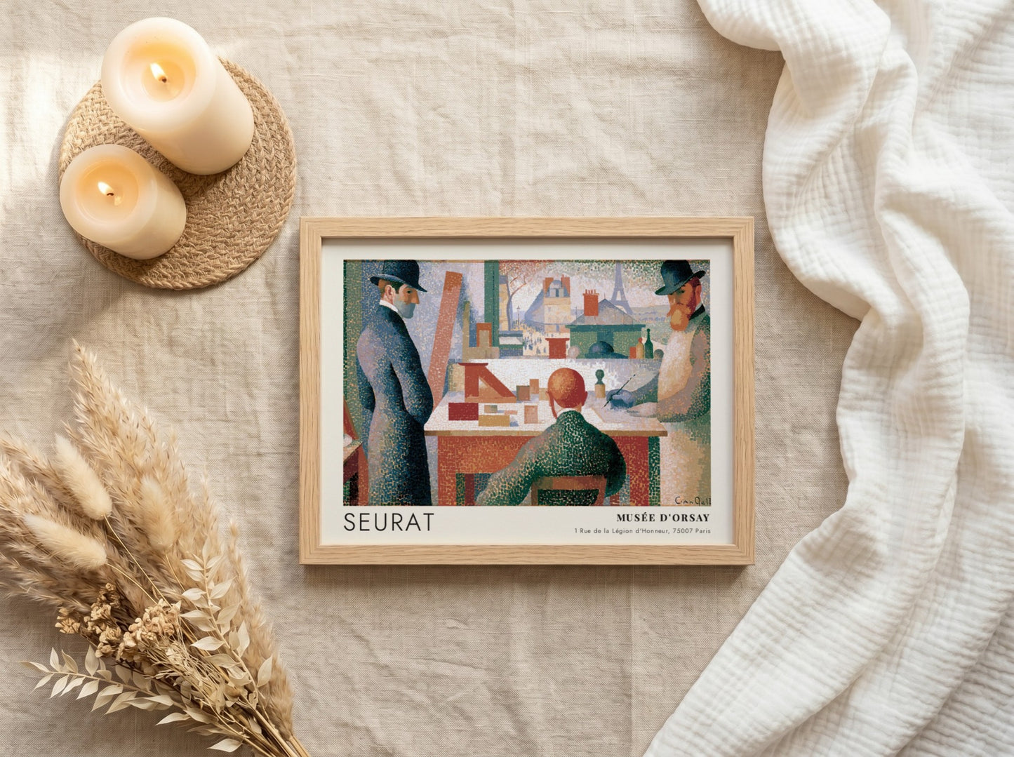 Wall art poster featuring a Seurat painting of artists in a Parisian studio setting.