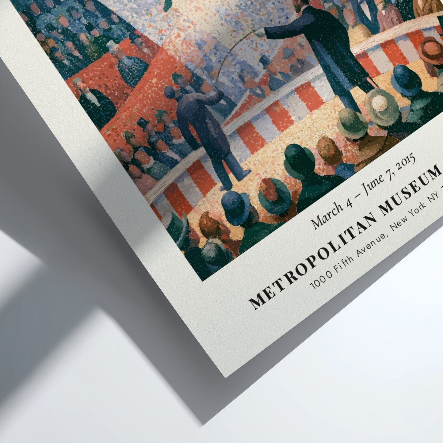 Seurat exhibition poster featuring Le Cirque La Parade with vibrant colors and dynamic circus scene