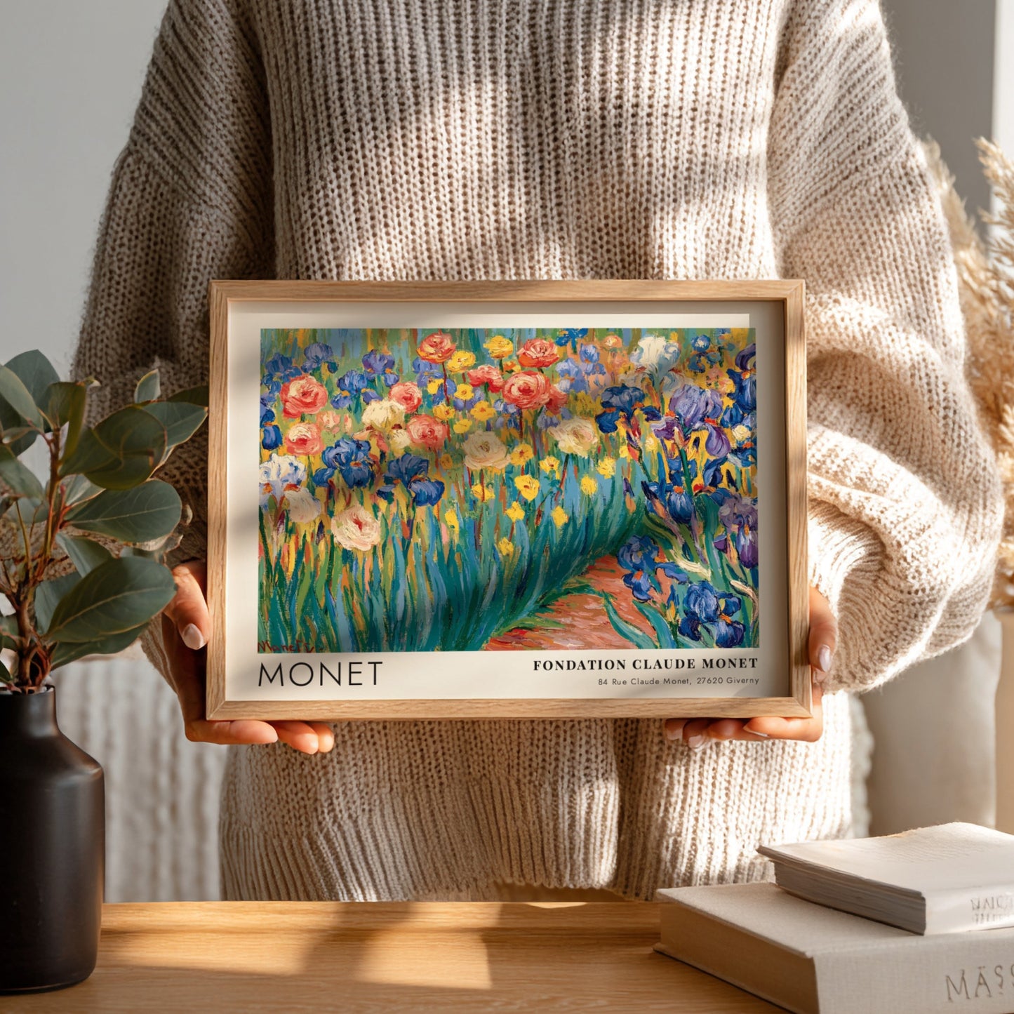 Wall art print of Le Jardin de Giverny Iris by Monet showcasing vibrant flowers in impressionist style