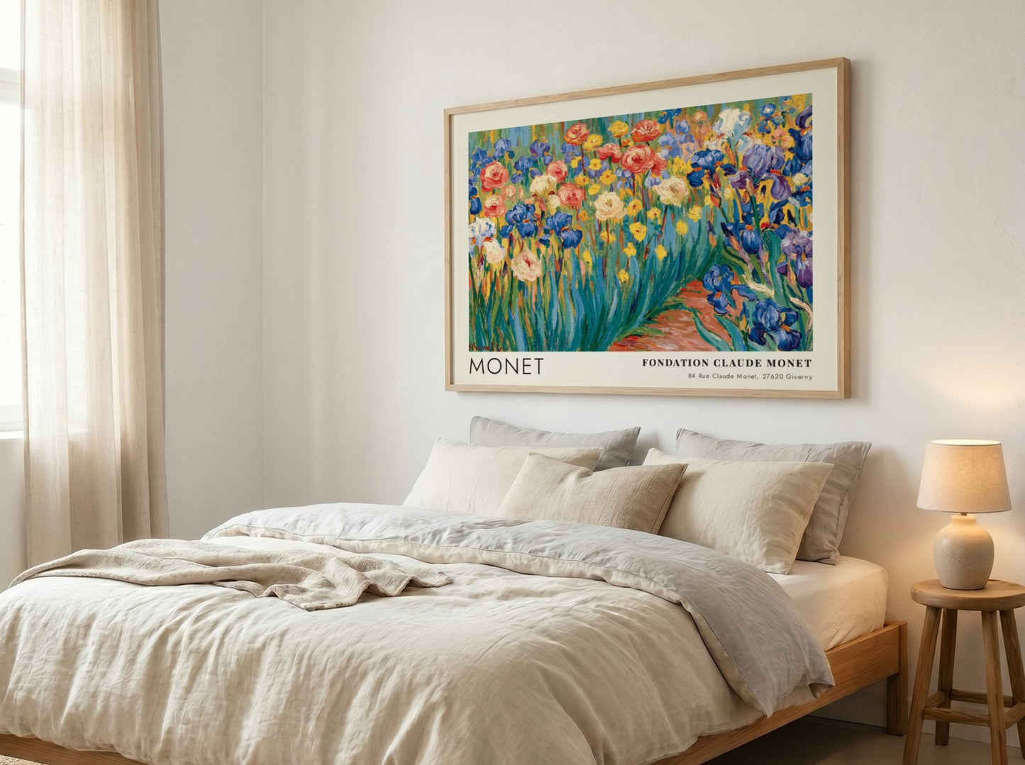 Wall art print of Le Jardin de Giverny Iris by Monet showcasing vibrant flowers in impressionist style