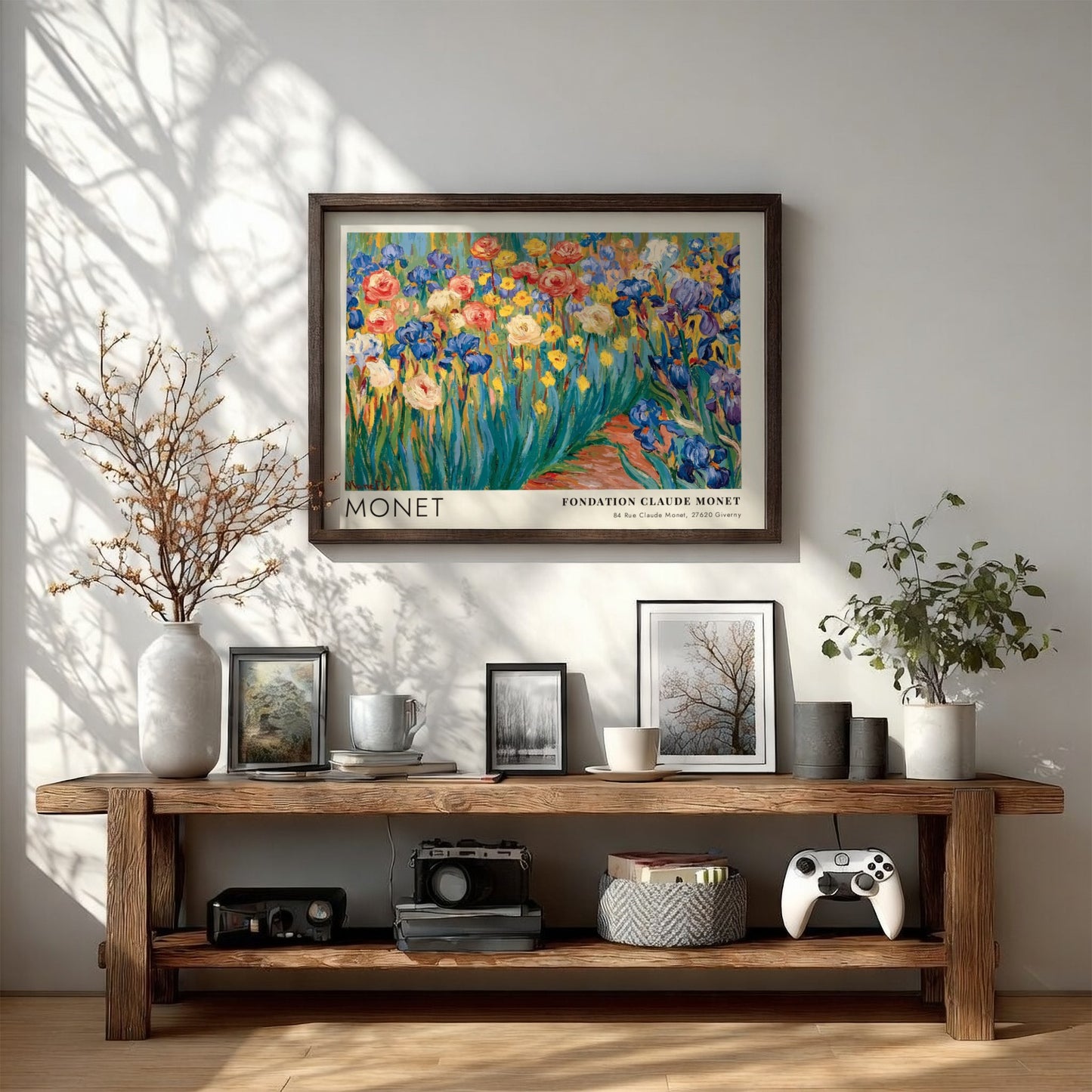 Wall art print of Le Jardin de Giverny Iris by Monet showcasing vibrant flowers in impressionist style