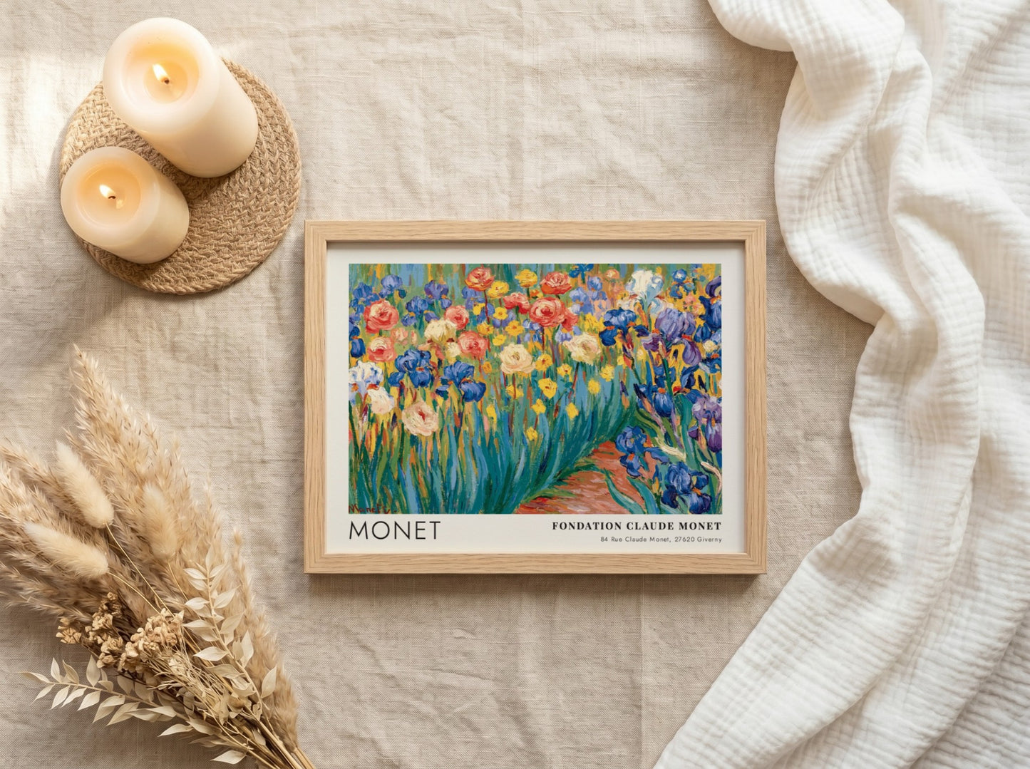 Wall art print of Le Jardin de Giverny Iris by Monet showcasing vibrant flowers in impressionist style
