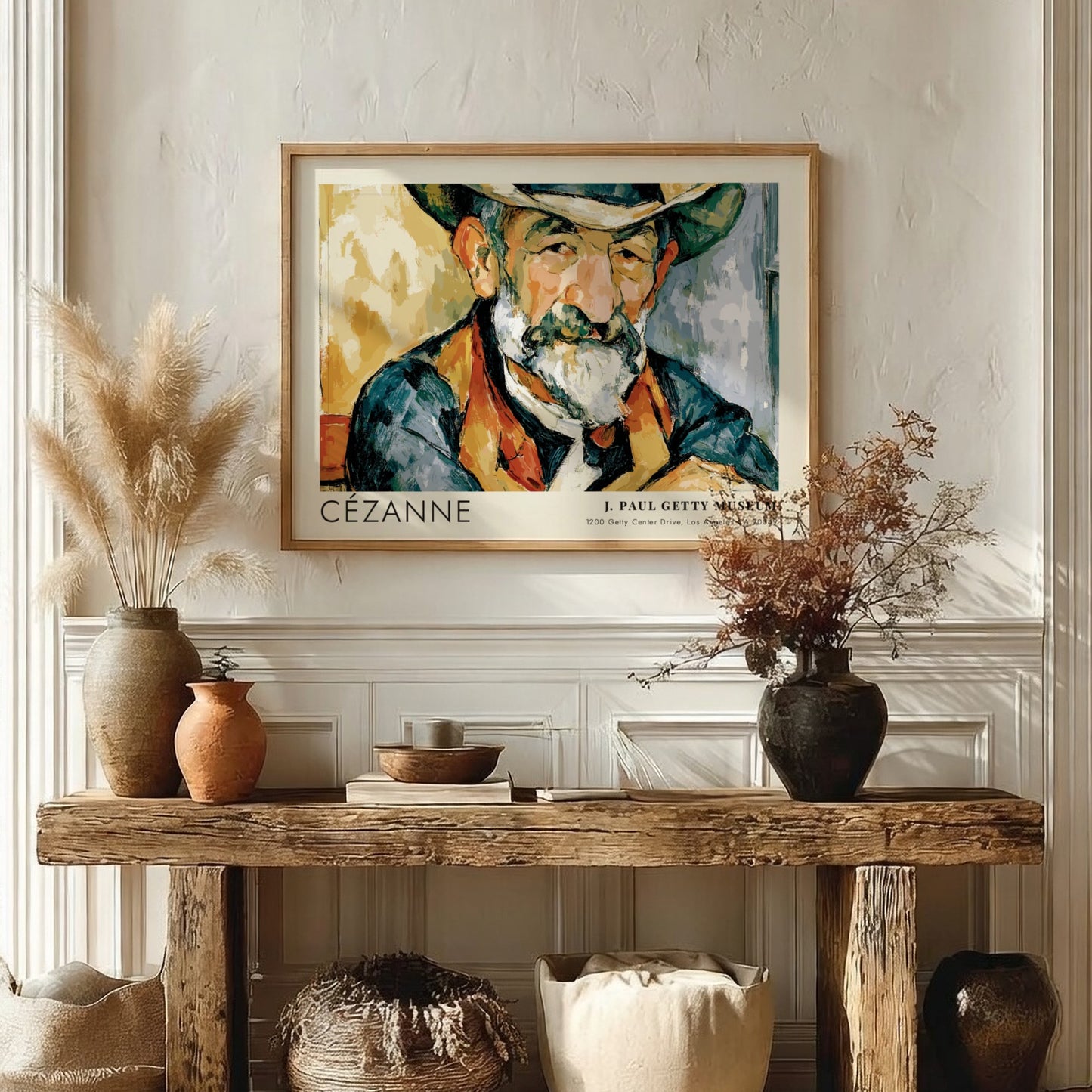Wall art poster of Cézanne Le Jardinier Vallier featuring rich earth tones and portrait