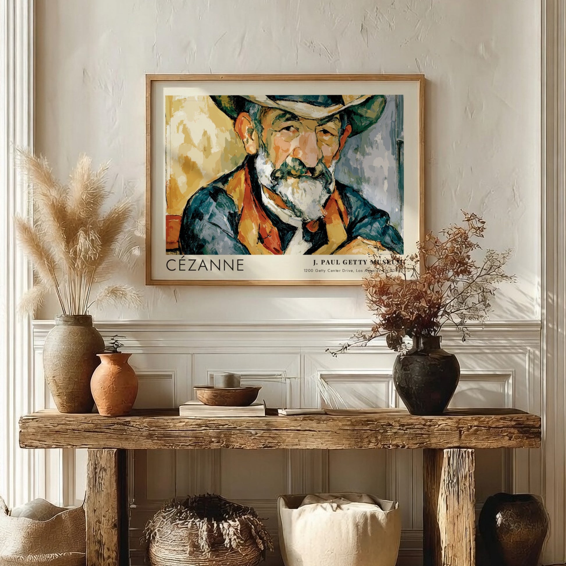 Wall art poster of Cézanne Le Jardinier Vallier featuring rich earth tones and portrait