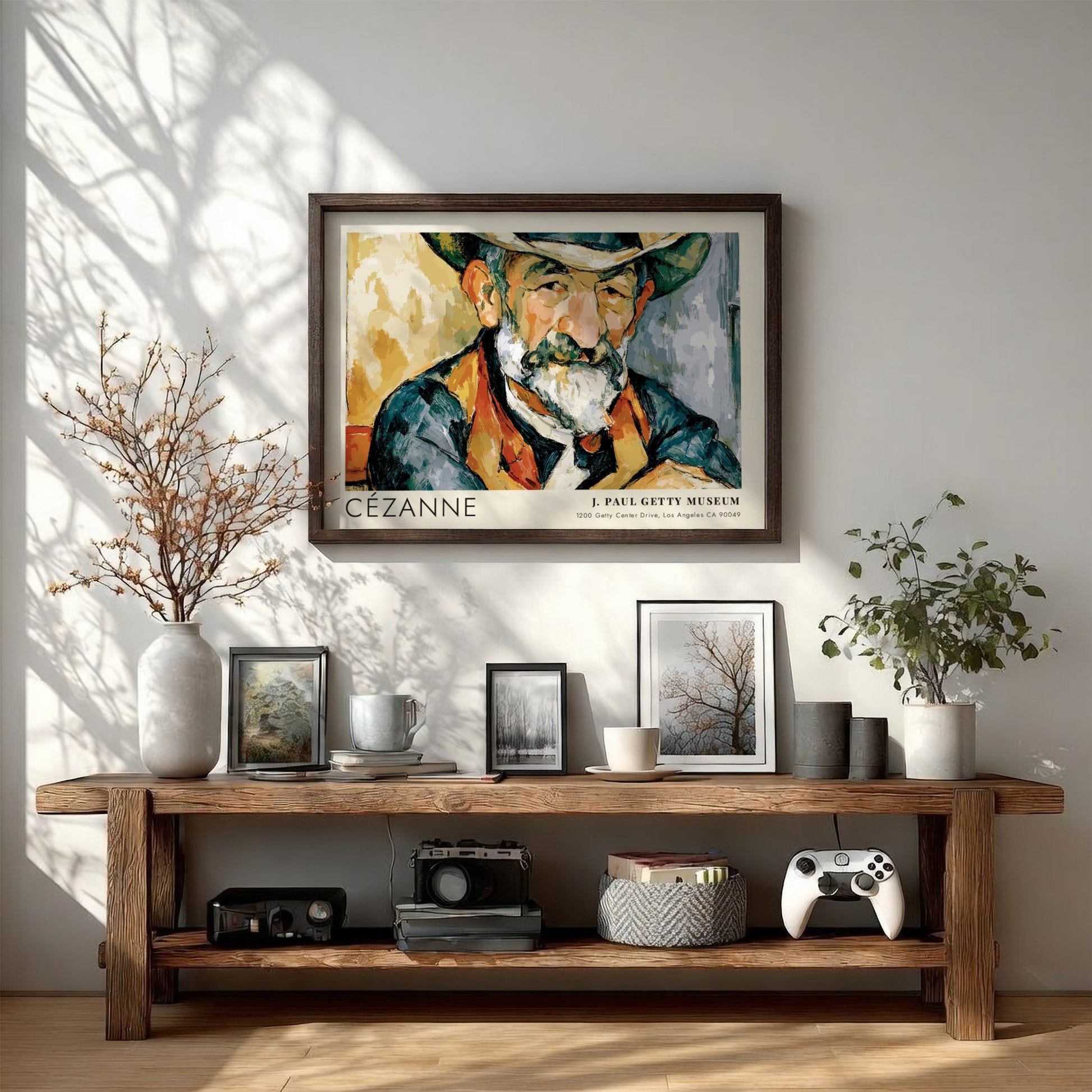 Wall art poster of Cézanne Le Jardinier Vallier featuring rich earth tones and portrait