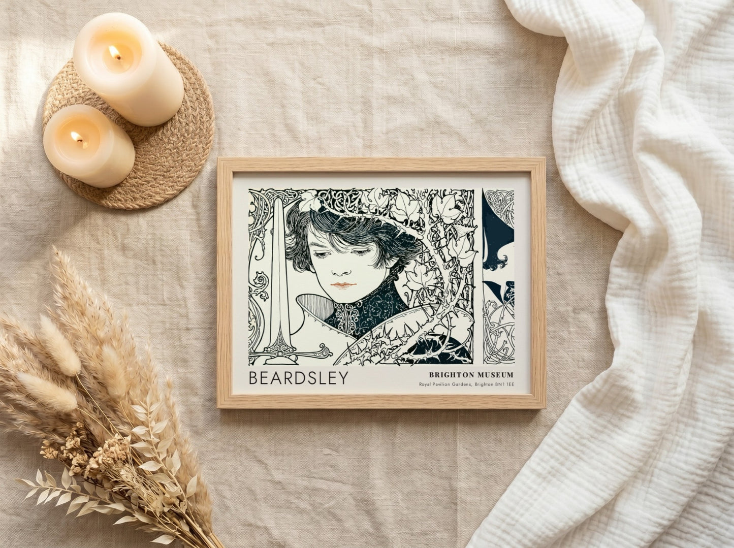 Wall art poster featuring Aubrey Beardsley Le Morte d'Arthur dark botanical line drawing