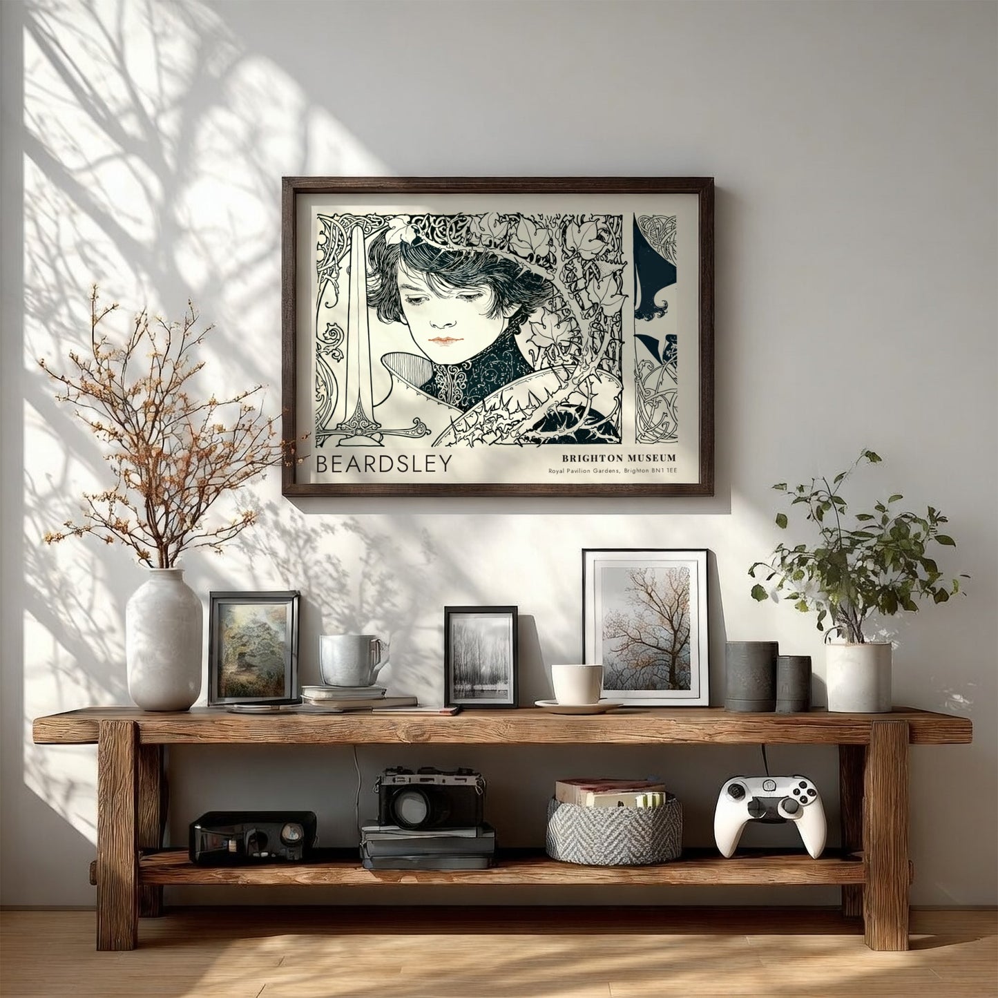 Wall art poster featuring Aubrey Beardsley Le Morte d'Arthur dark botanical line drawing