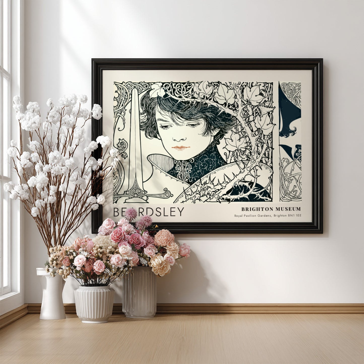 Wall art poster featuring Aubrey Beardsley Le Morte d'Arthur dark botanical line drawing
