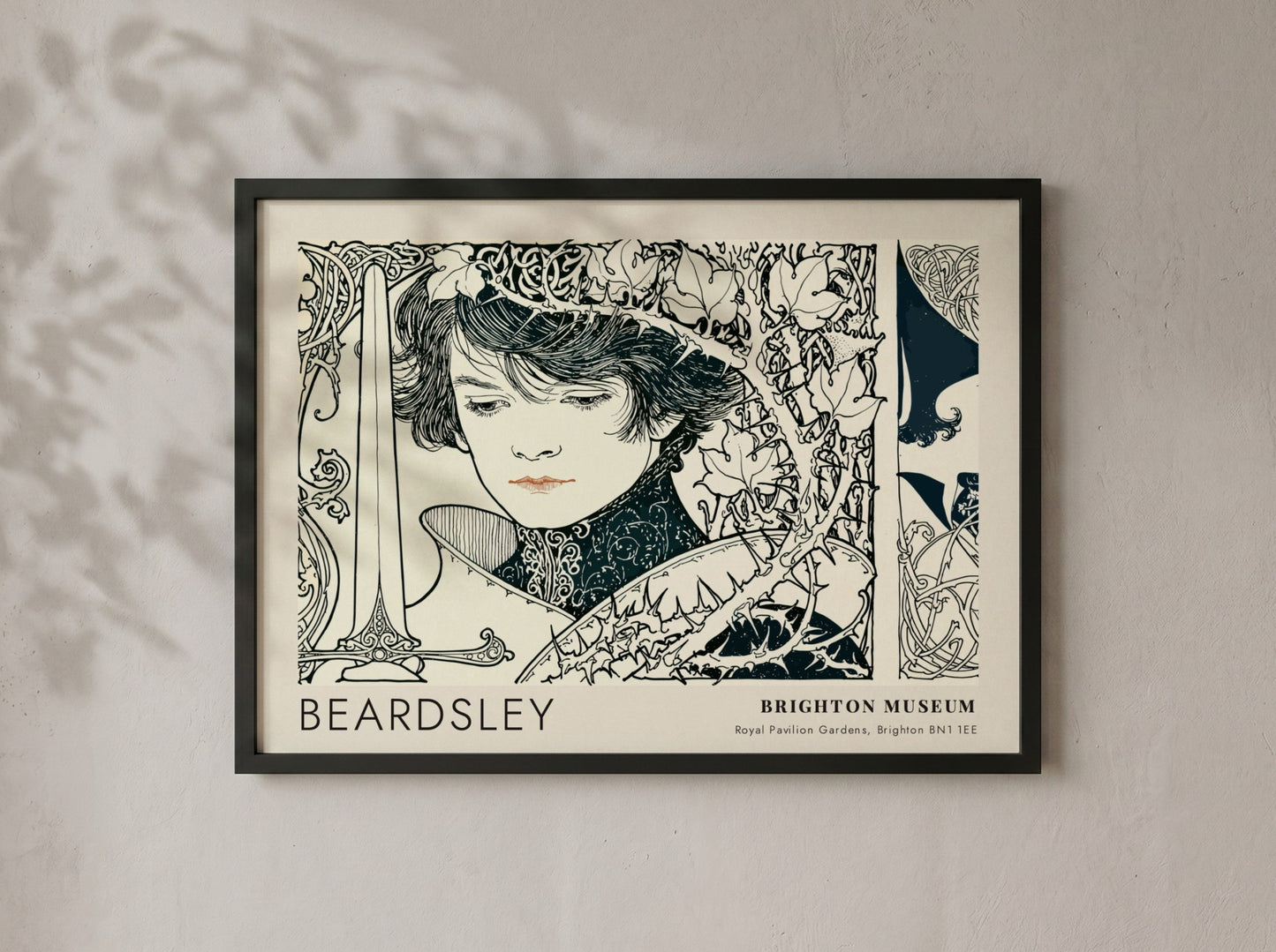 Wall art poster featuring Aubrey Beardsley Le Morte d'Arthur dark botanical line drawing