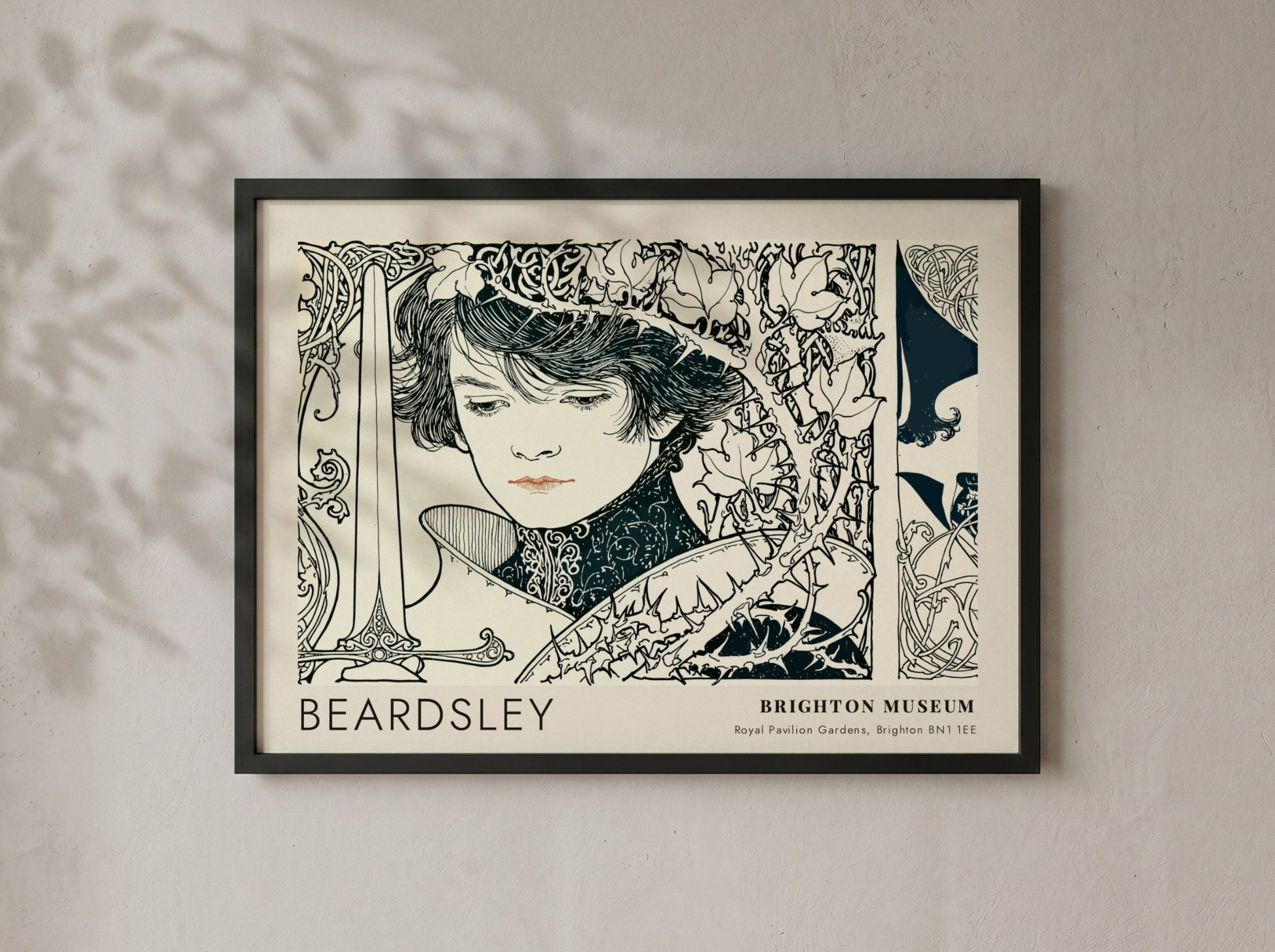 Wall art poster featuring Aubrey Beardsley Le Morte d'Arthur dark botanical line drawing