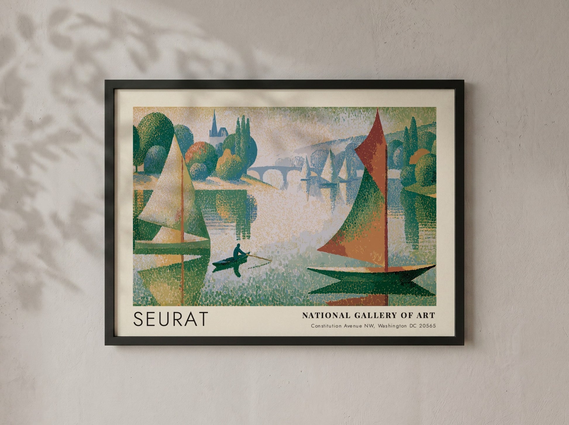 Wall art poster featuring Seurat Le Phare de Honfleur with sailboats on water.