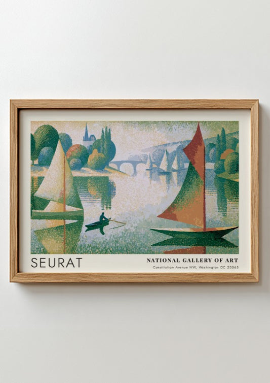 Wall art poster featuring Seurat Le Phare de Honfleur with sailboats on water.