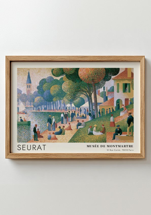 Wall art poster featuring Seurat Musée de Montmartre landscape in a classic pointillist style.