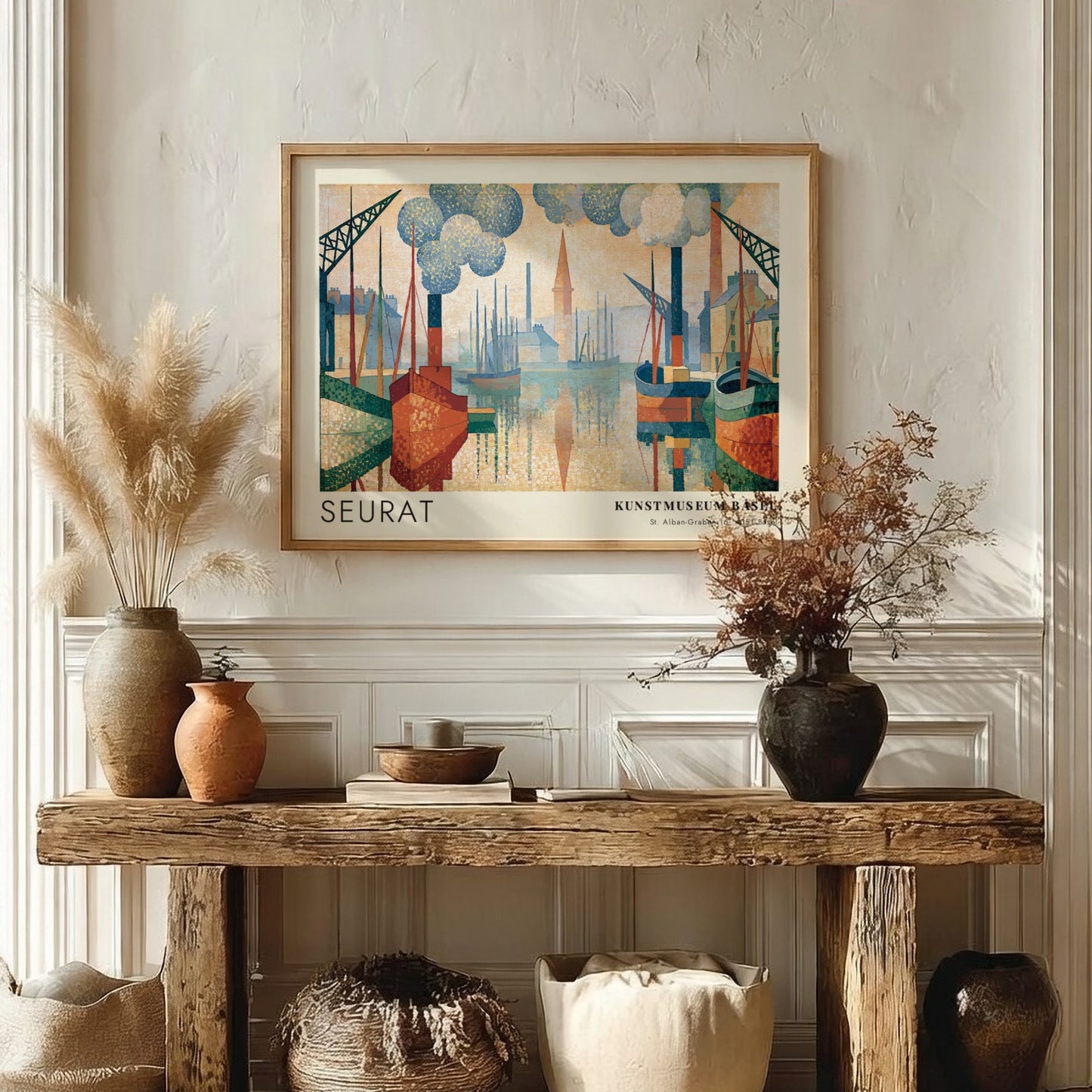Wall art poster featuring Seurat Le Port de Honfleur in soft pastel harbor tones.
