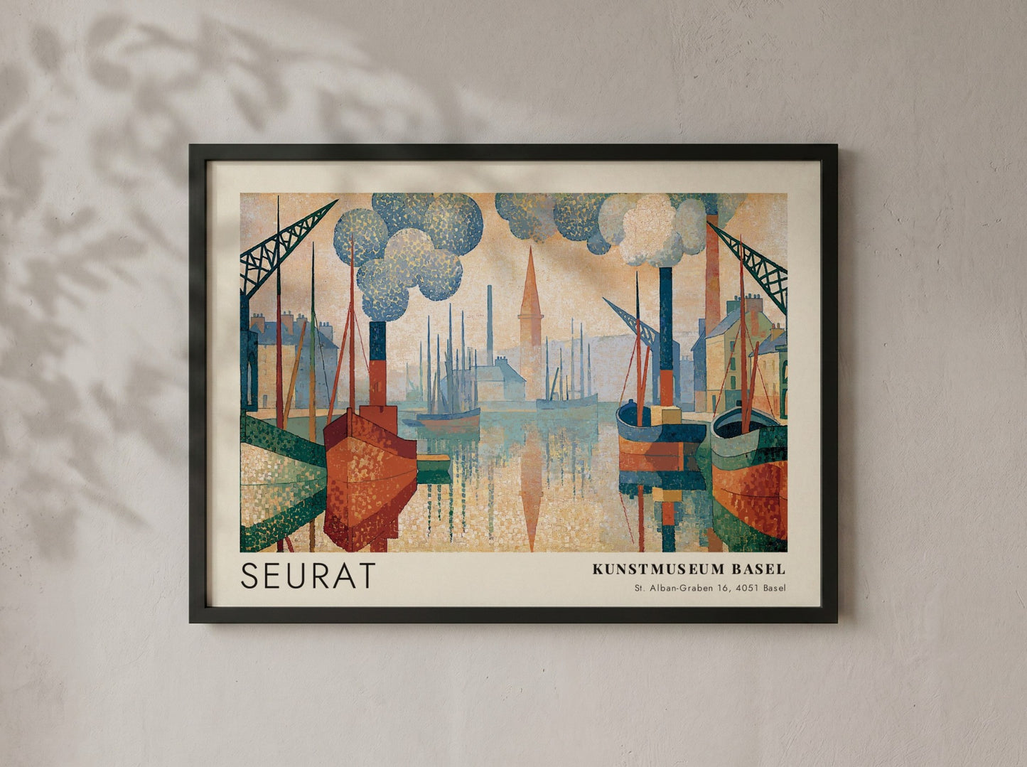 Wall art poster featuring Seurat Le Port de Honfleur in soft pastel harbor tones.