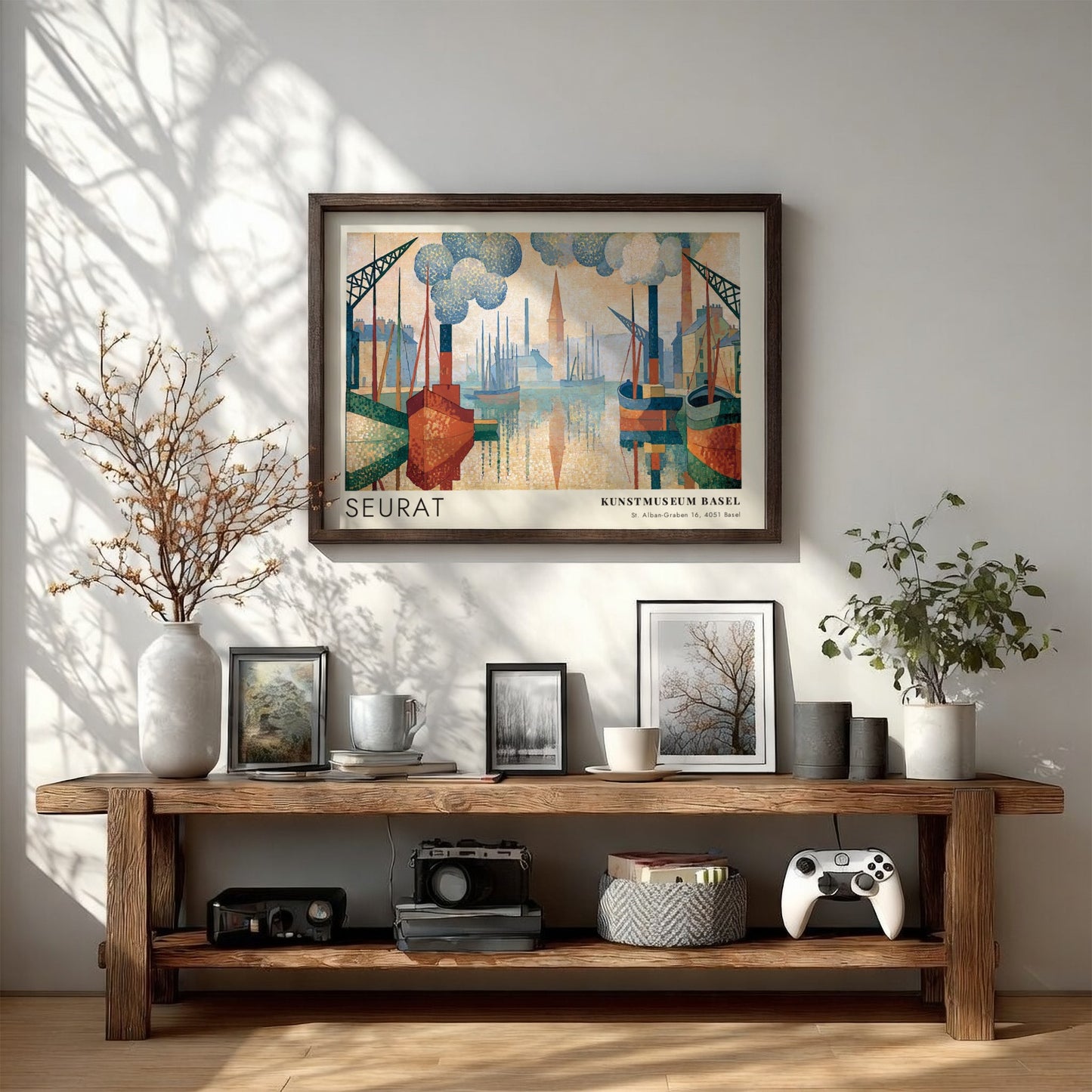 Wall art poster featuring Seurat Le Port de Honfleur in soft pastel harbor tones.