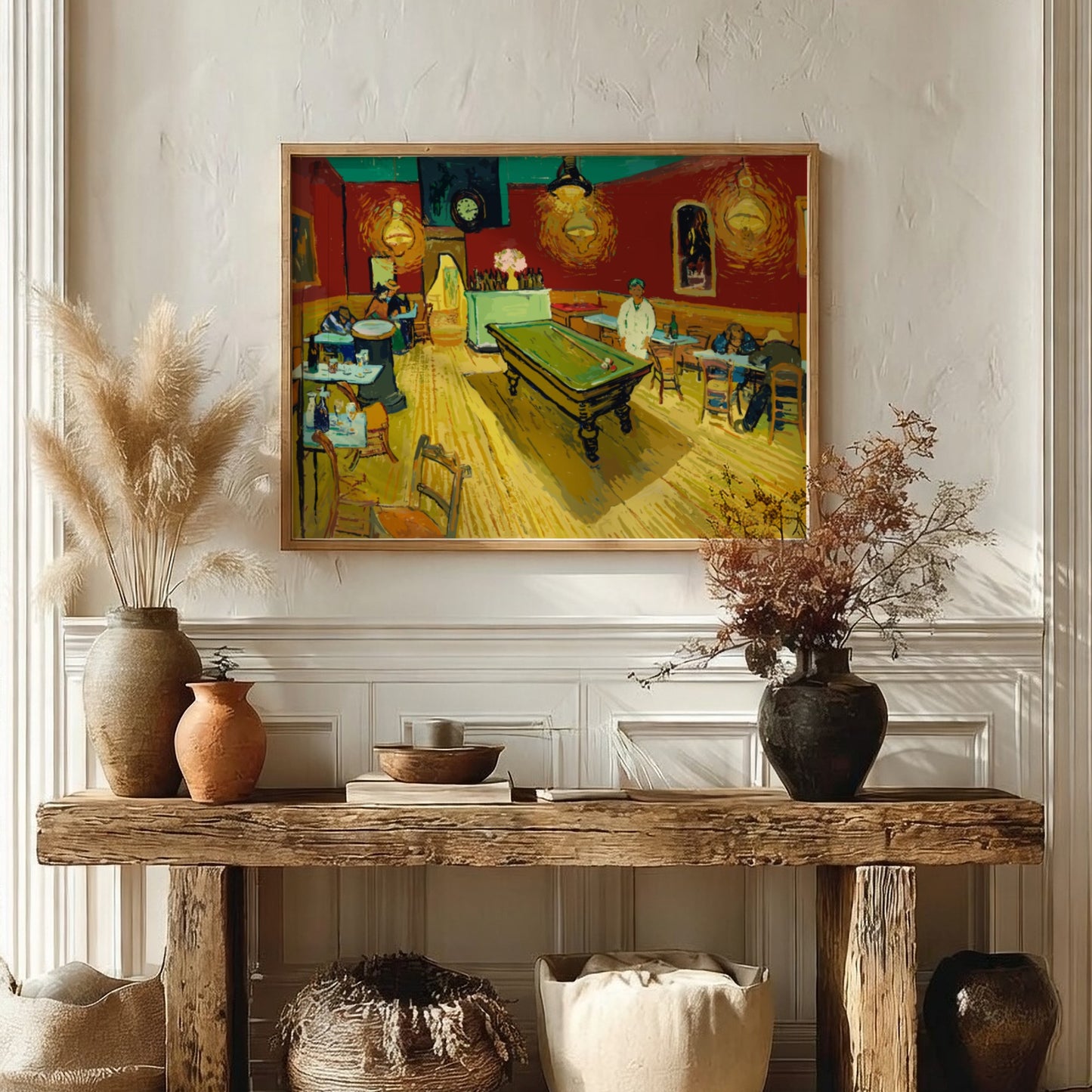 Le café de nuit poster featuring vibrant colors and Van Gogh's expressive style, perfect for wall decor.