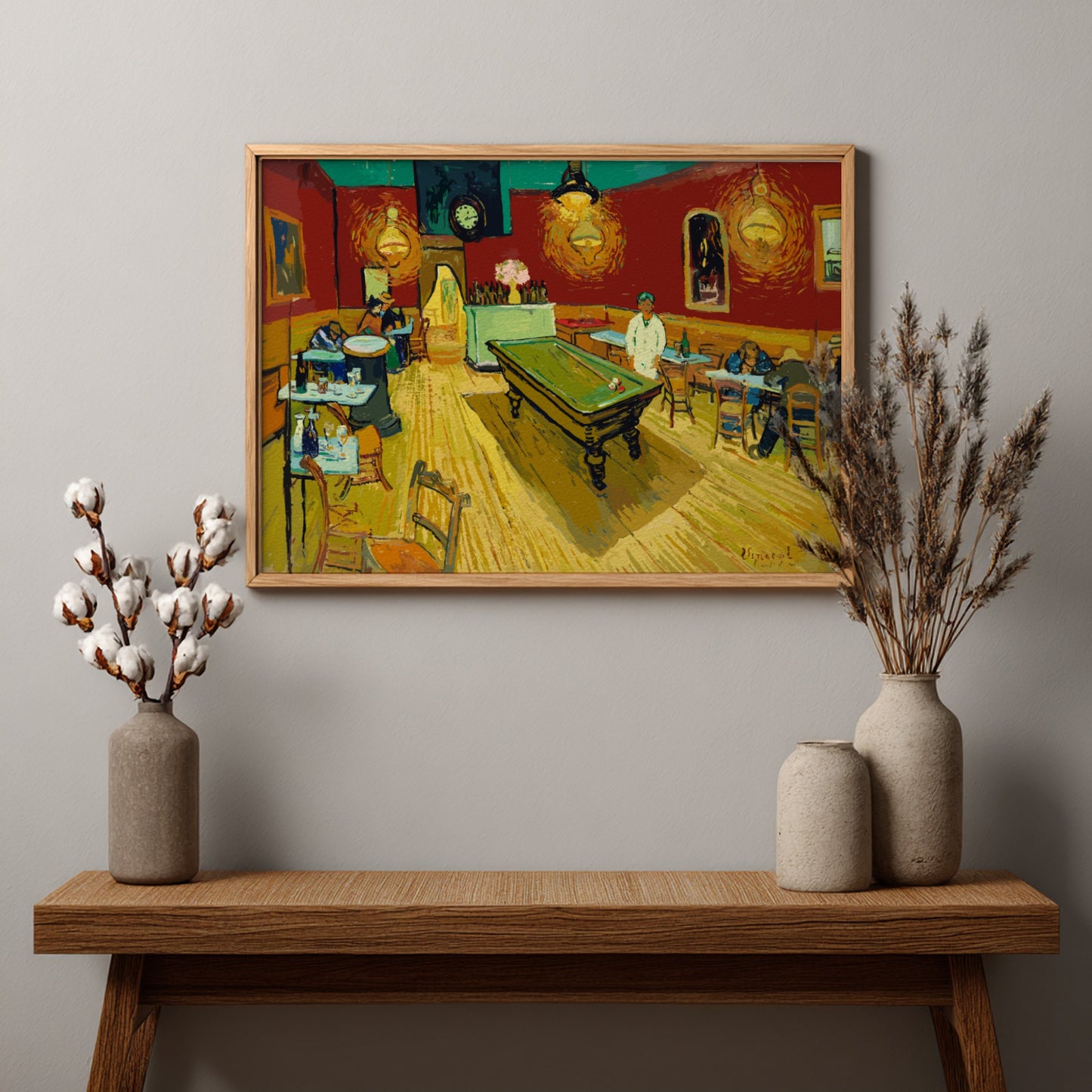 Le café de nuit poster featuring vibrant colors and Van Gogh's expressive style, perfect for wall decor.
