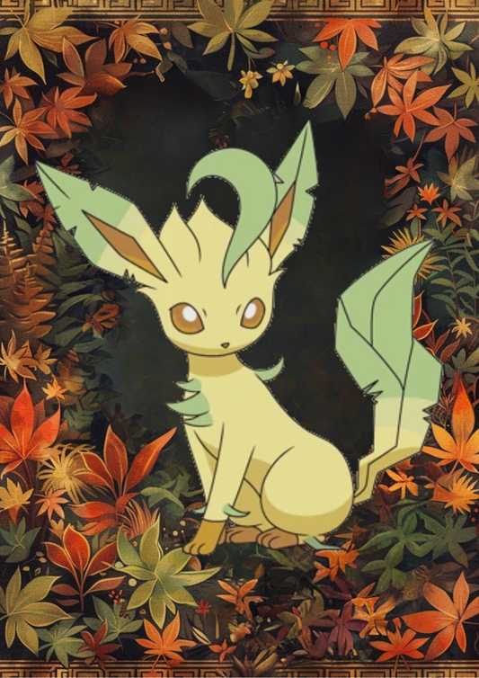 Leafeon Poster: Japanese Style Pokemon Inspired Anime Artwork, Leafeon Pokemon