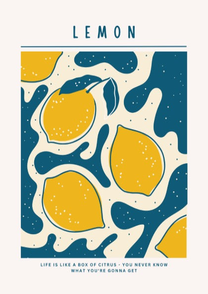Lemon Poster - Fresh Citrus Fruit Wall Art Print