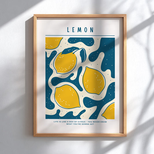 Lemon Poster - Fresh Citrus Fruit Wall Art Print