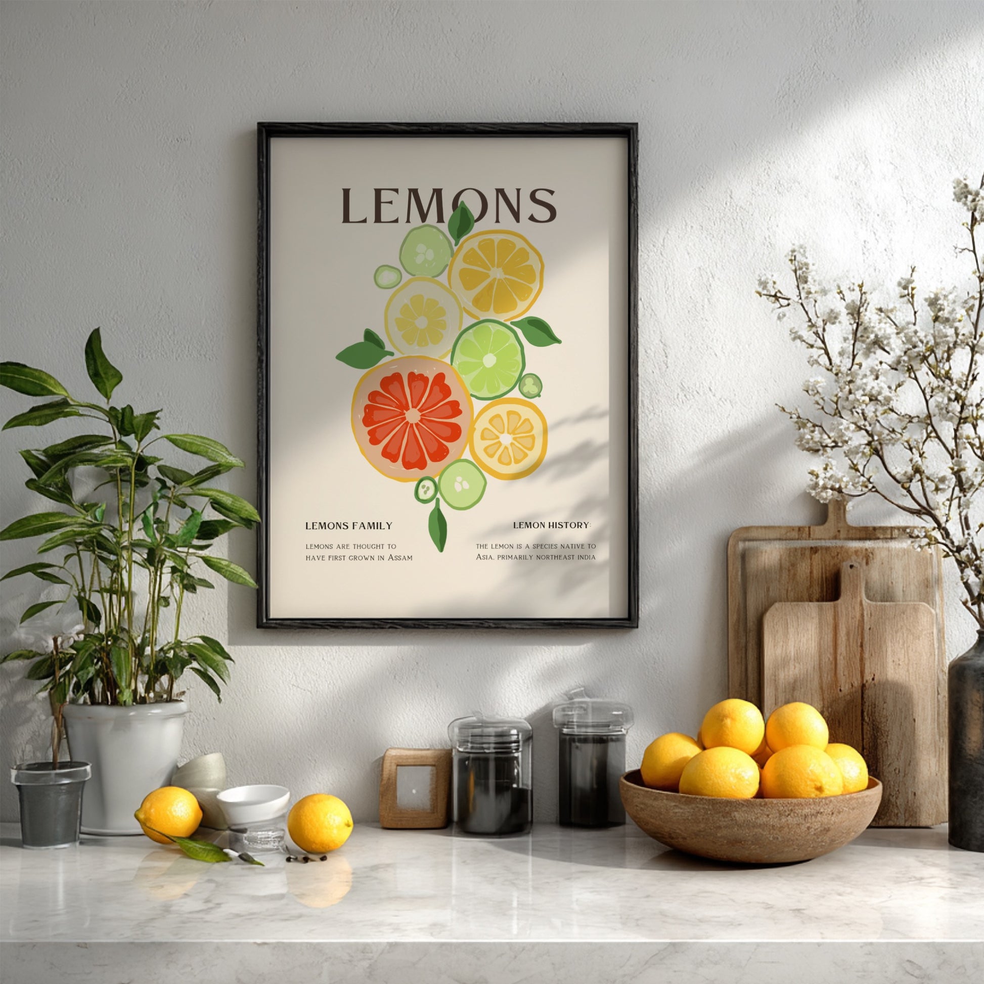 Lemons Poster - Vibrant Fresh Citrus Wall Art Print