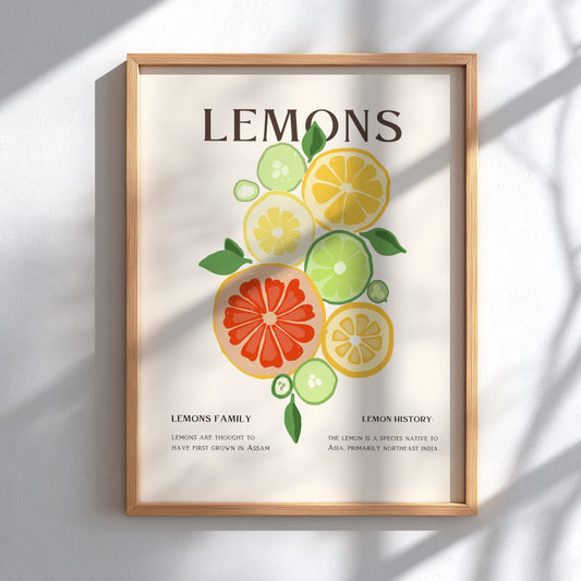 Lemons Poster - Vibrant Fresh Citrus Wall Art Print