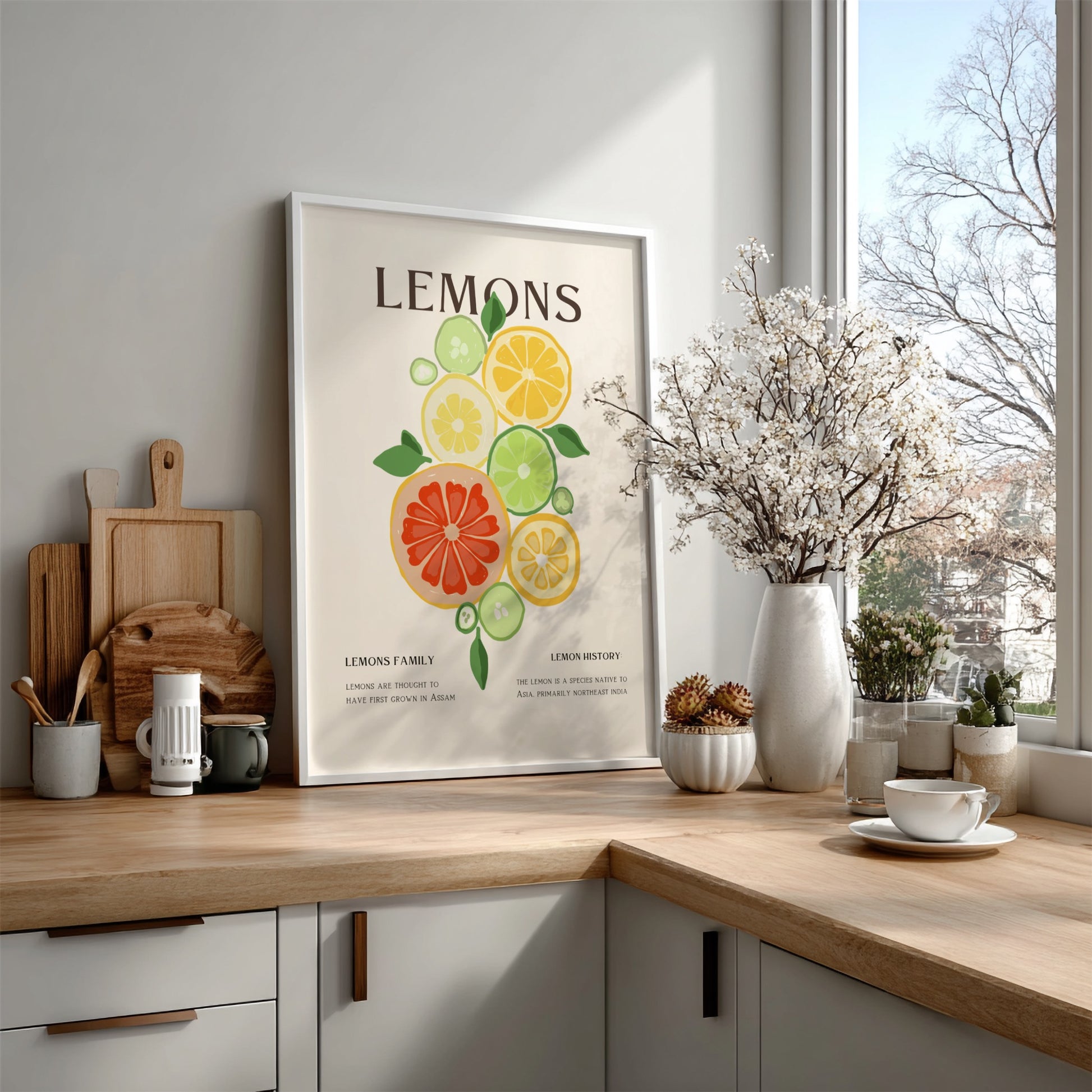 Lemons Poster - Vibrant Fresh Citrus Wall Art Print
