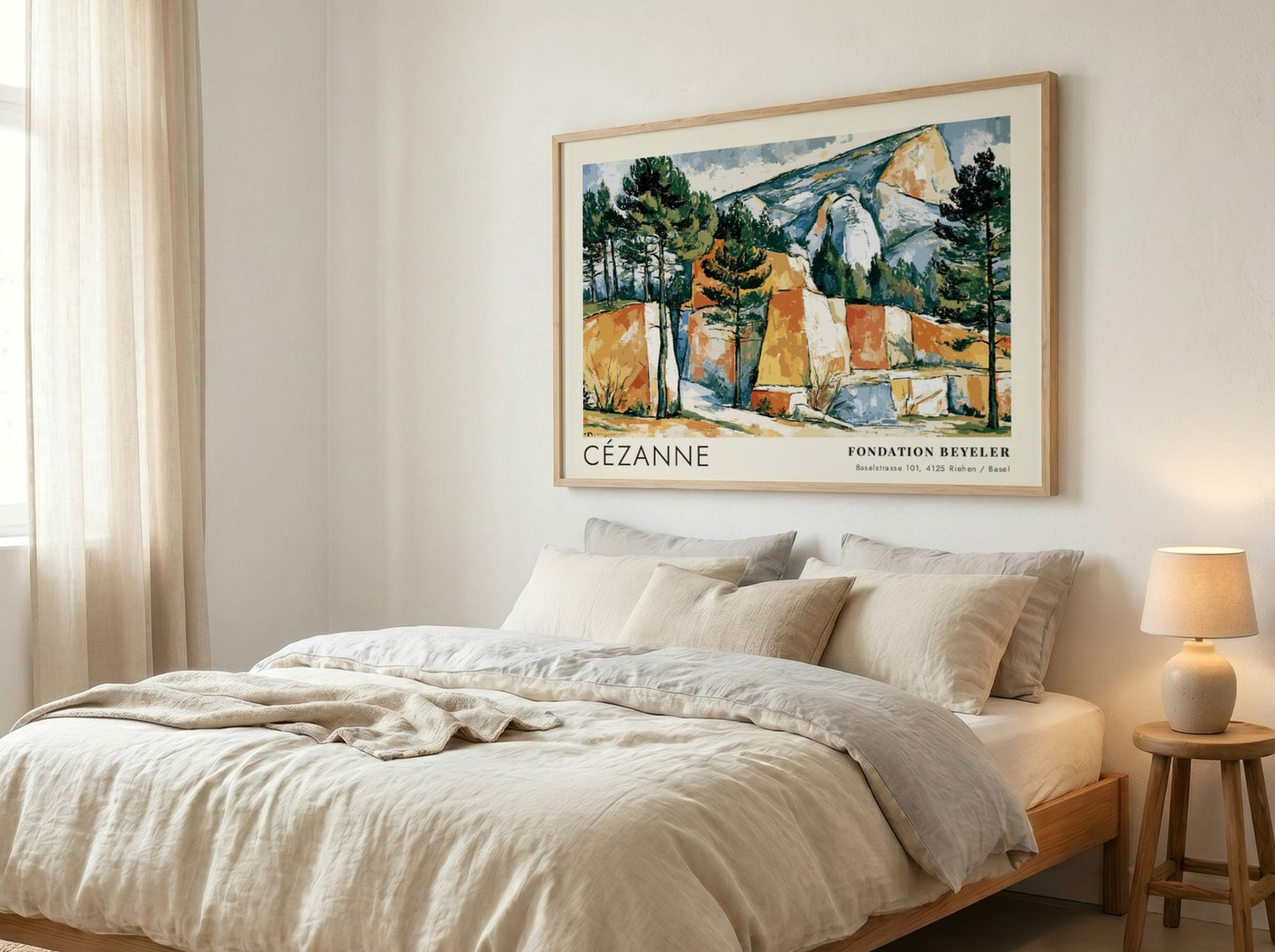 Wall art poster featuring Cézanne Les Carrières de Bibémus landscape with ochre rock formations.