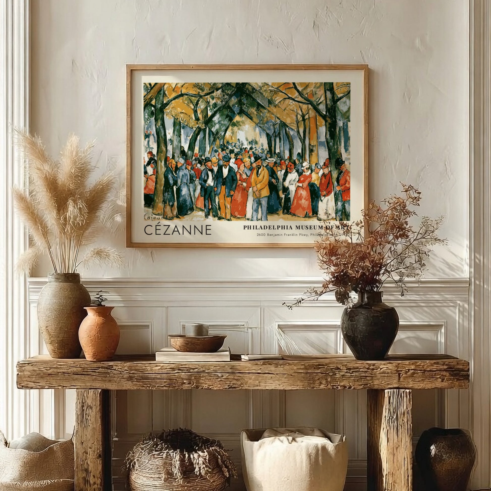 Wall art poster featuring Cézanne artwork from the Philadelphia Museum of Art exhibition display.