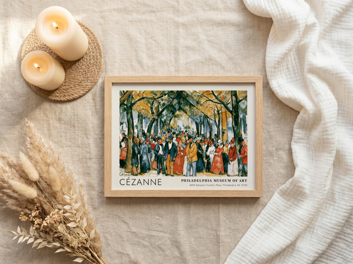 Wall art poster featuring Cézanne artwork from the Philadelphia Museum of Art exhibition display.