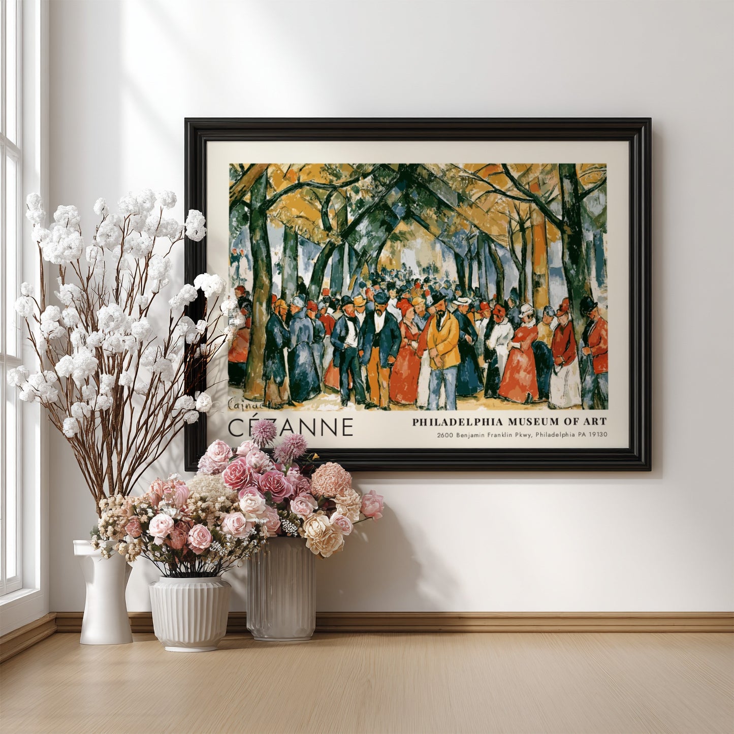 Wall art poster featuring Cézanne artwork from the Philadelphia Museum of Art exhibition display.