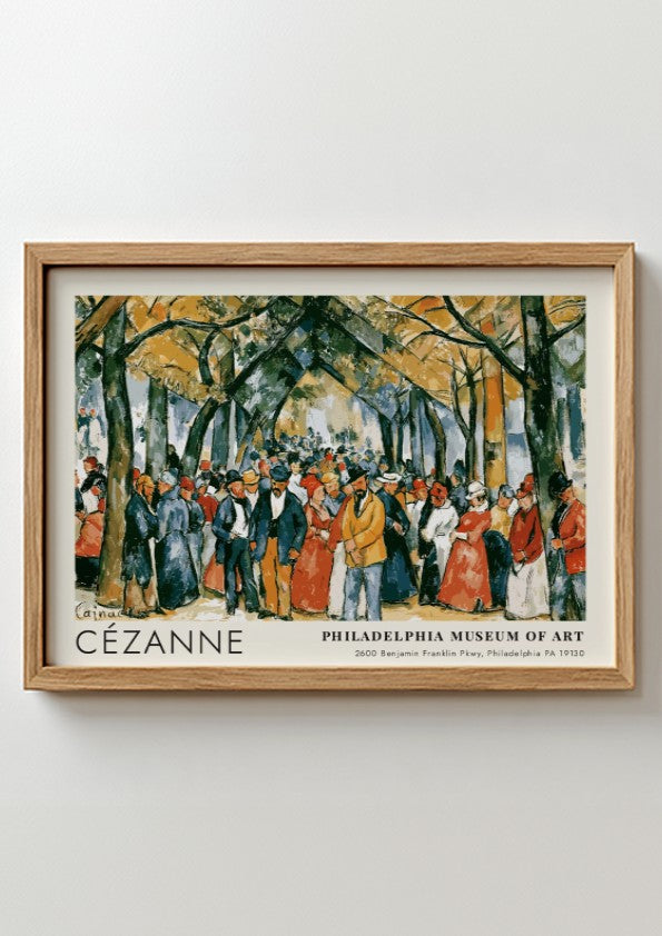 Wall art poster featuring Cézanne artwork from the Philadelphia Museum of Art exhibition display.