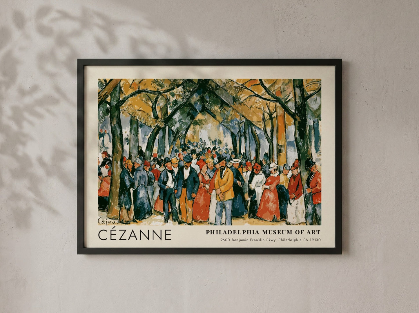 Wall art poster featuring Cézanne artwork from the Philadelphia Museum of Art exhibition display.