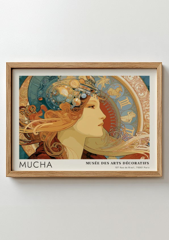 Wall art poster featuring Mucha Musee des Arts Decoratifs Les Heures du Jour design