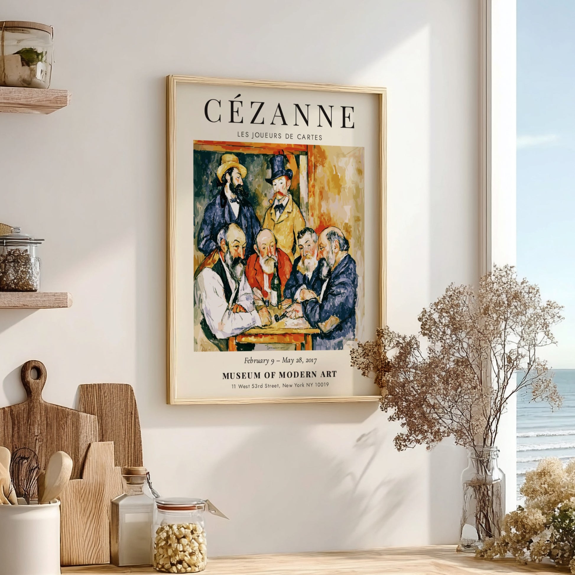 Cézanne Exhibition Poster featuring Les Joueurs de Cartes with vibrant earthy tones and post-impressionist