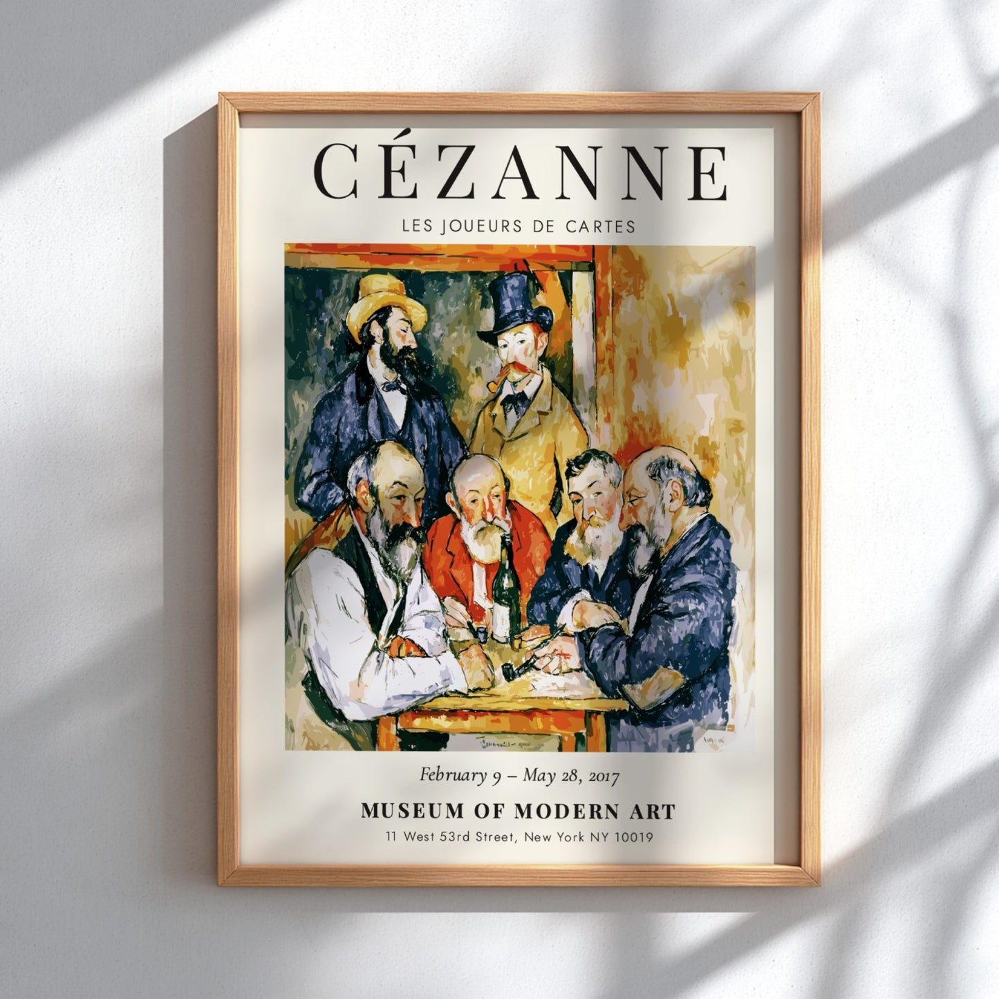 Cézanne Exhibition Poster featuring Les Joueurs de Cartes with vibrant earthy tones and post-impressionist