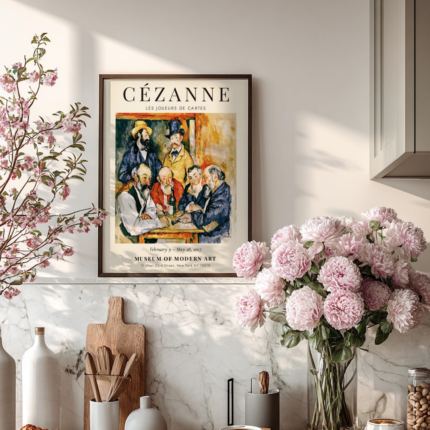 Cézanne Exhibition Poster featuring Les Joueurs de Cartes with vibrant earthy tones and post-impressionist