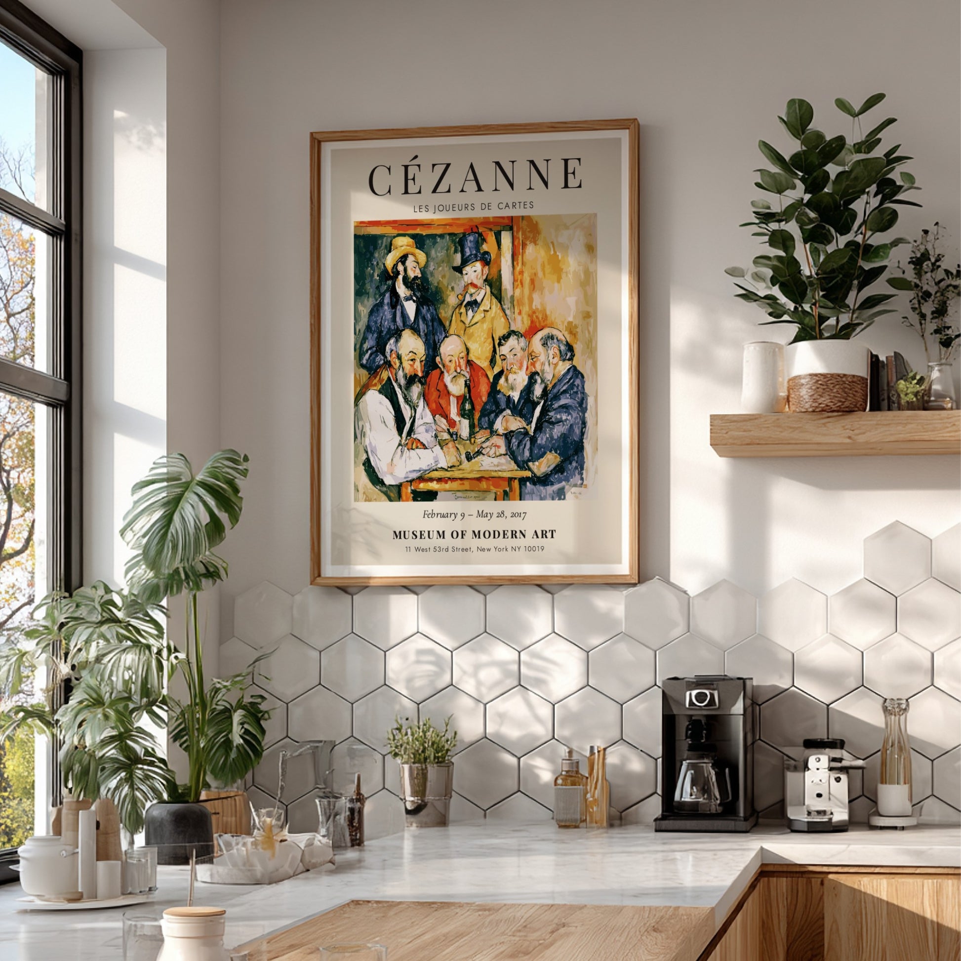 Cézanne Exhibition Poster featuring Les Joueurs de Cartes with vibrant earthy tones and post-impressionist